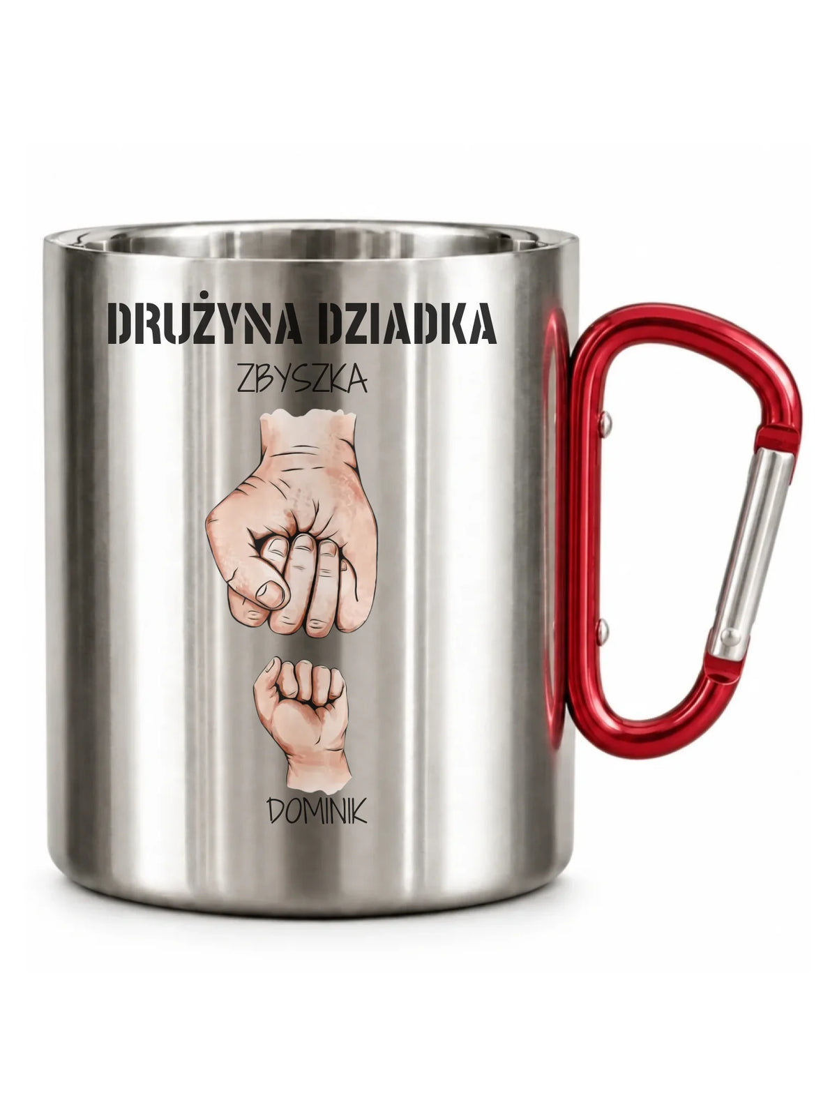 Kubek metalowy dla dziadka - Drużyna dziadka 1-6 imion wnuków - personalizowany D07