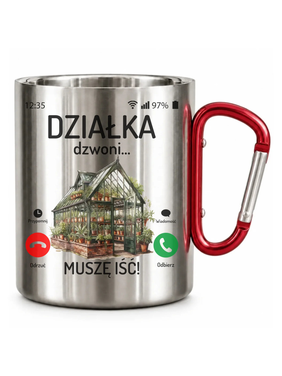 Kubek metalowy dla babci - Działka dzwoni muszę iść B41