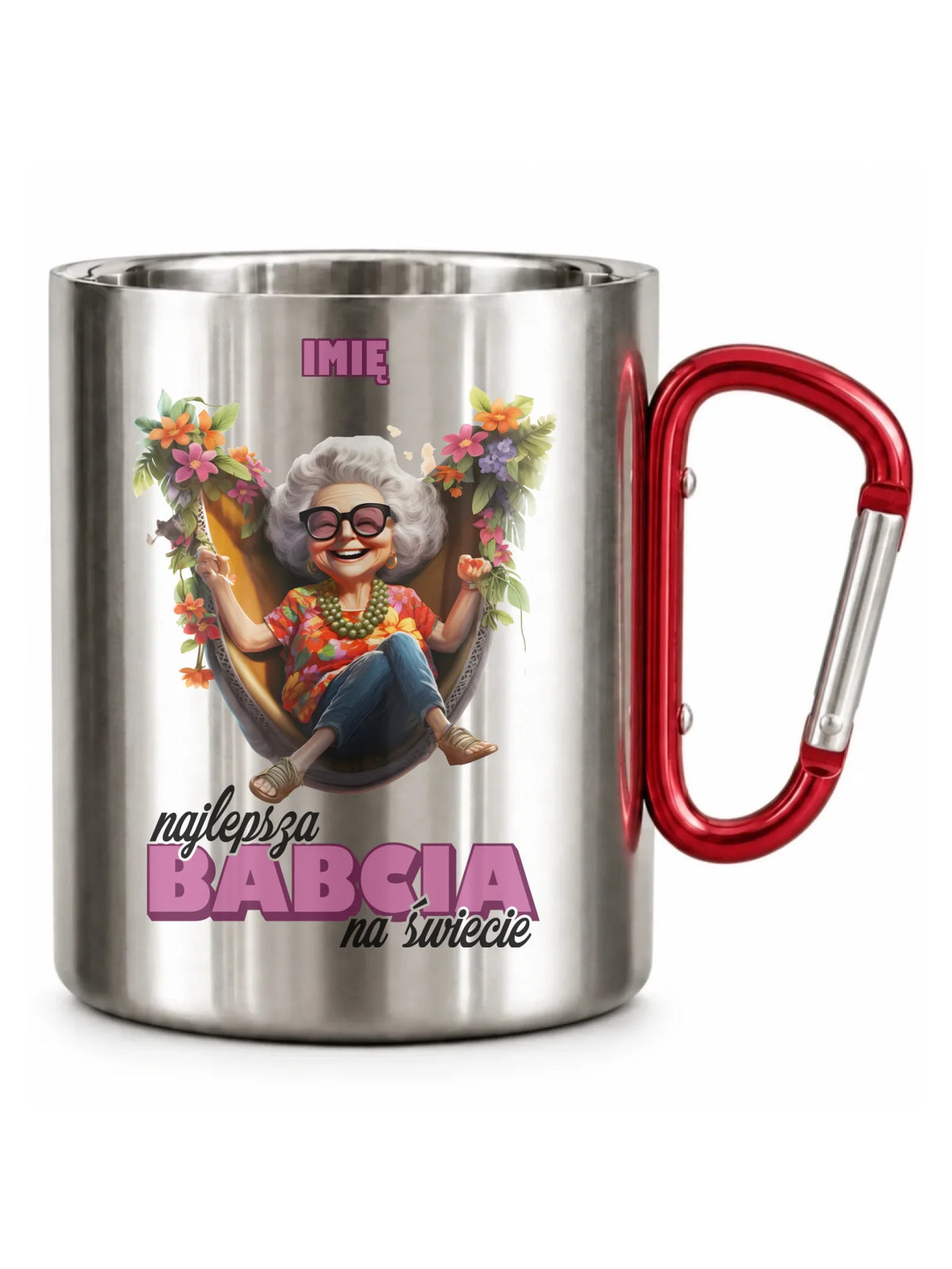Kubek metalowy dla babci - Najlepsza Babcia na świecie - personalizowany B14