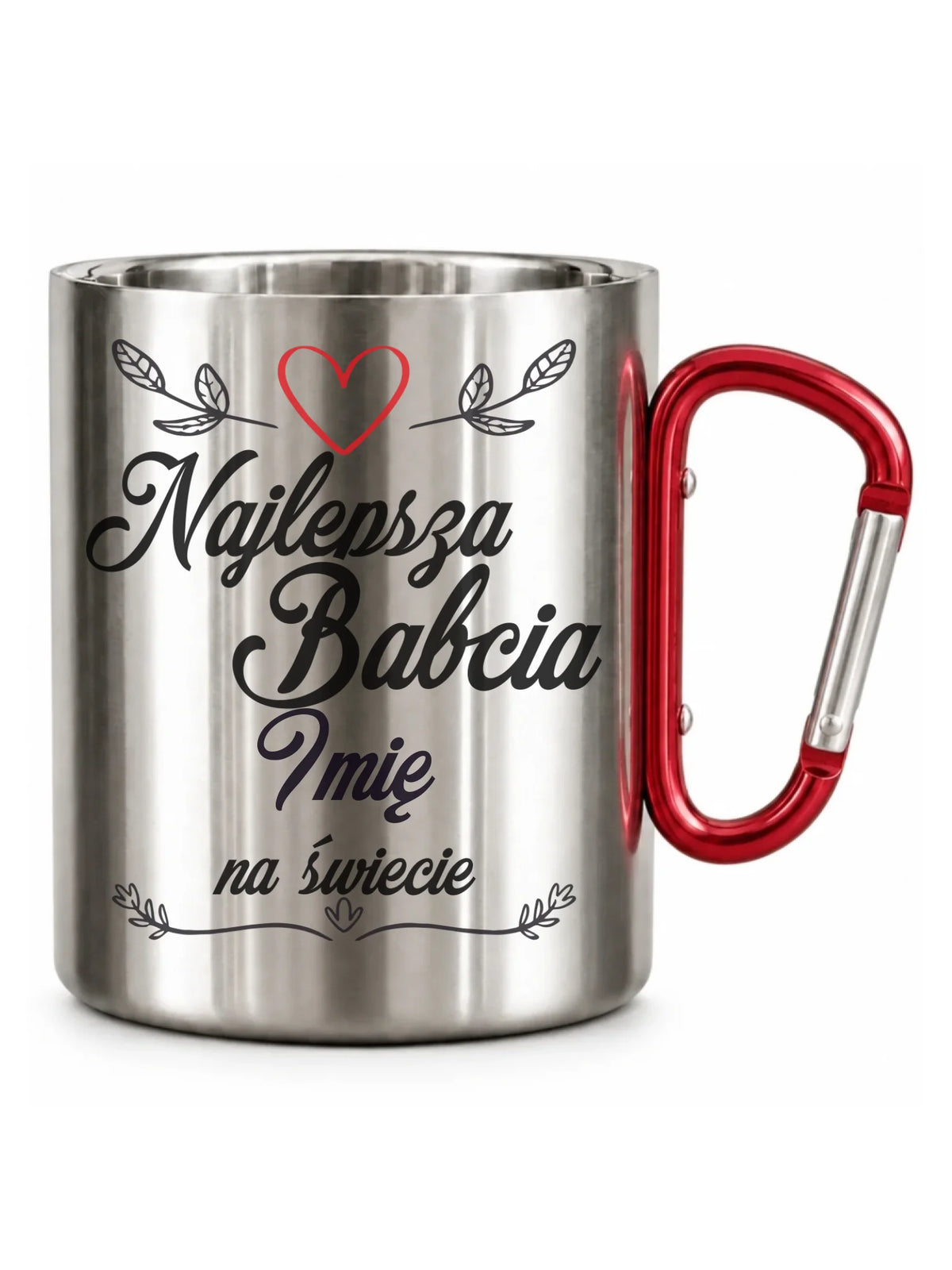 Kubek metalowy dla babci - Najlepsza Babcia na Świecie - personalizowany B12