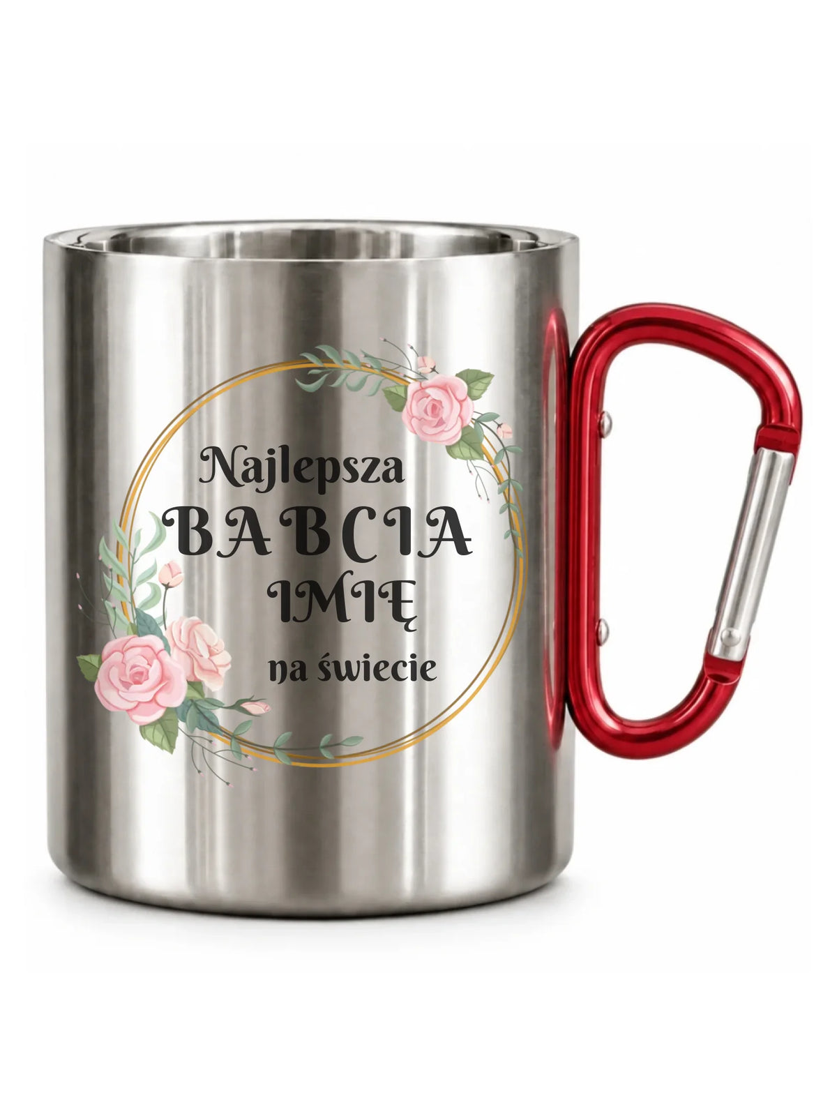 Kubek metalowy dla babci - Najlepsza babcia na Świecie - personalizowany B04