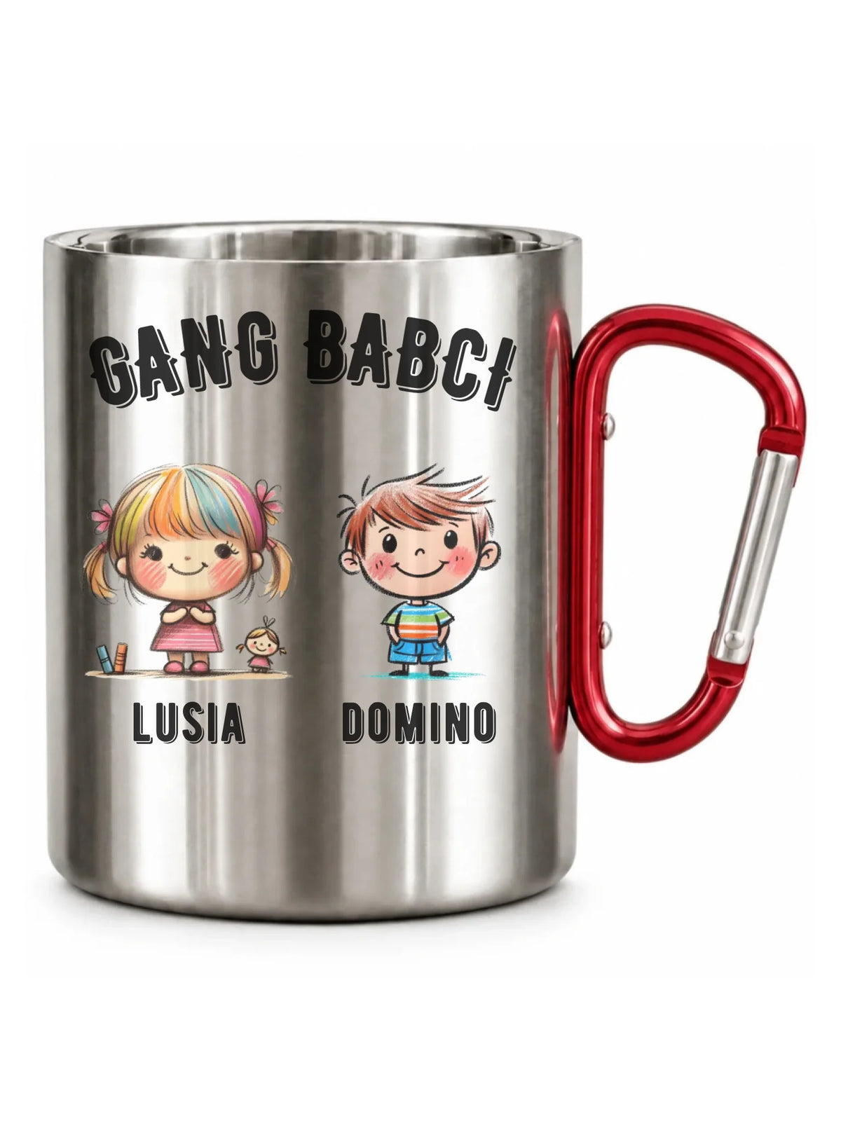 Kubek metalowy dla babci - Gang Babci imiona wnuków 2-6 - personalizowany B18