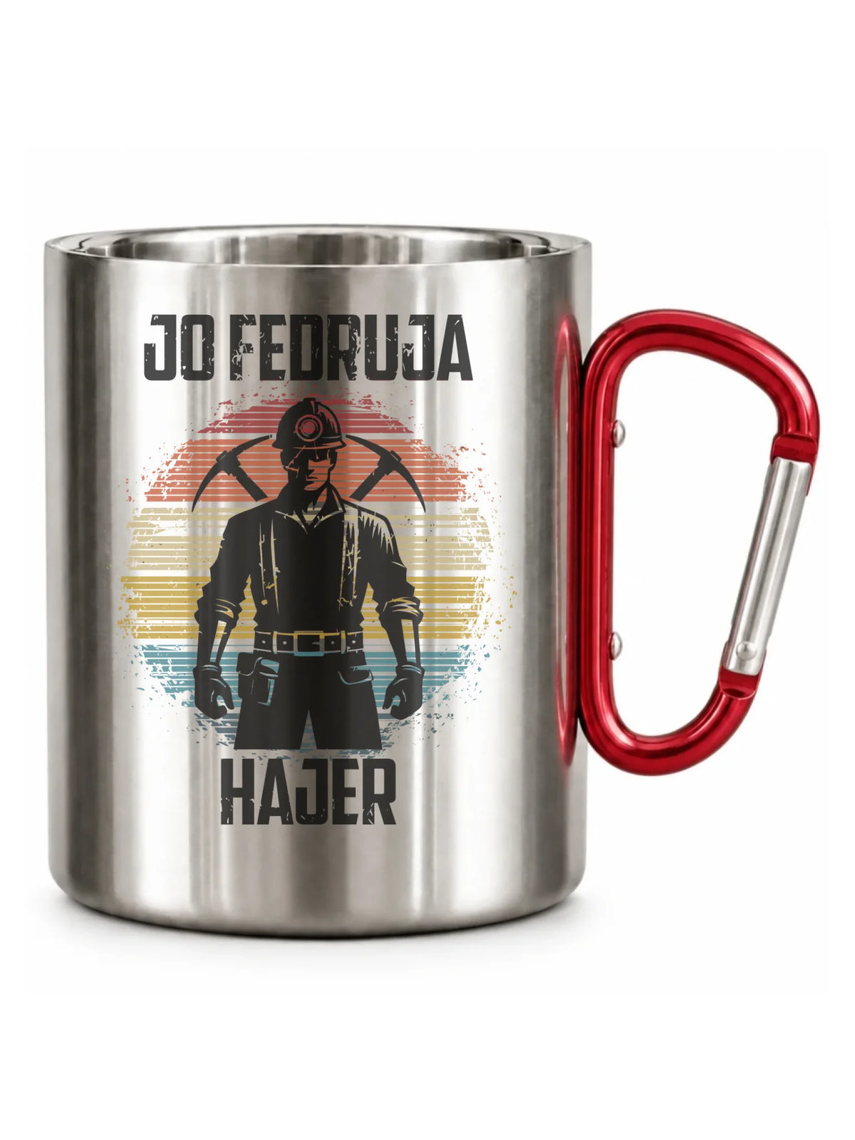 Kubek metalowy - prezent dla górnika - Jo fedruja Hajer G26