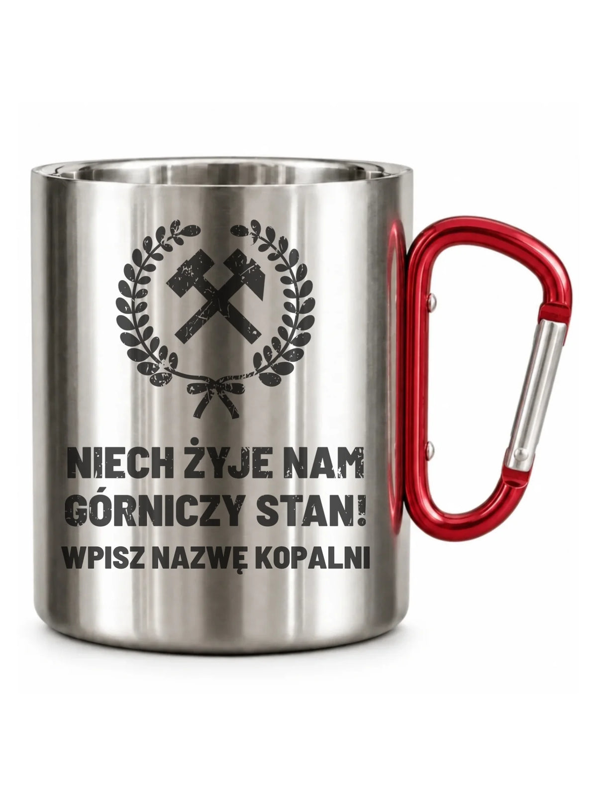 Kubek metalowy - prezent dla górnika - Niech żyje nam górniczy stan - personalizowany G24