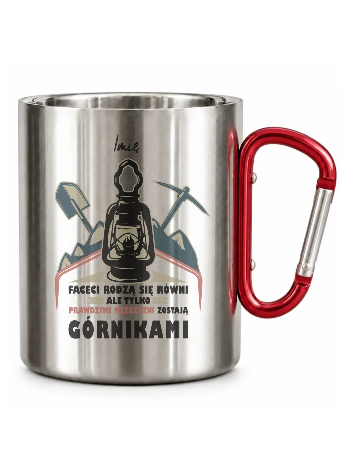 Kubek metalowy - prezent dla górnika - Prawdziwi mężczyźni zostają górnikami - personalizowany G08