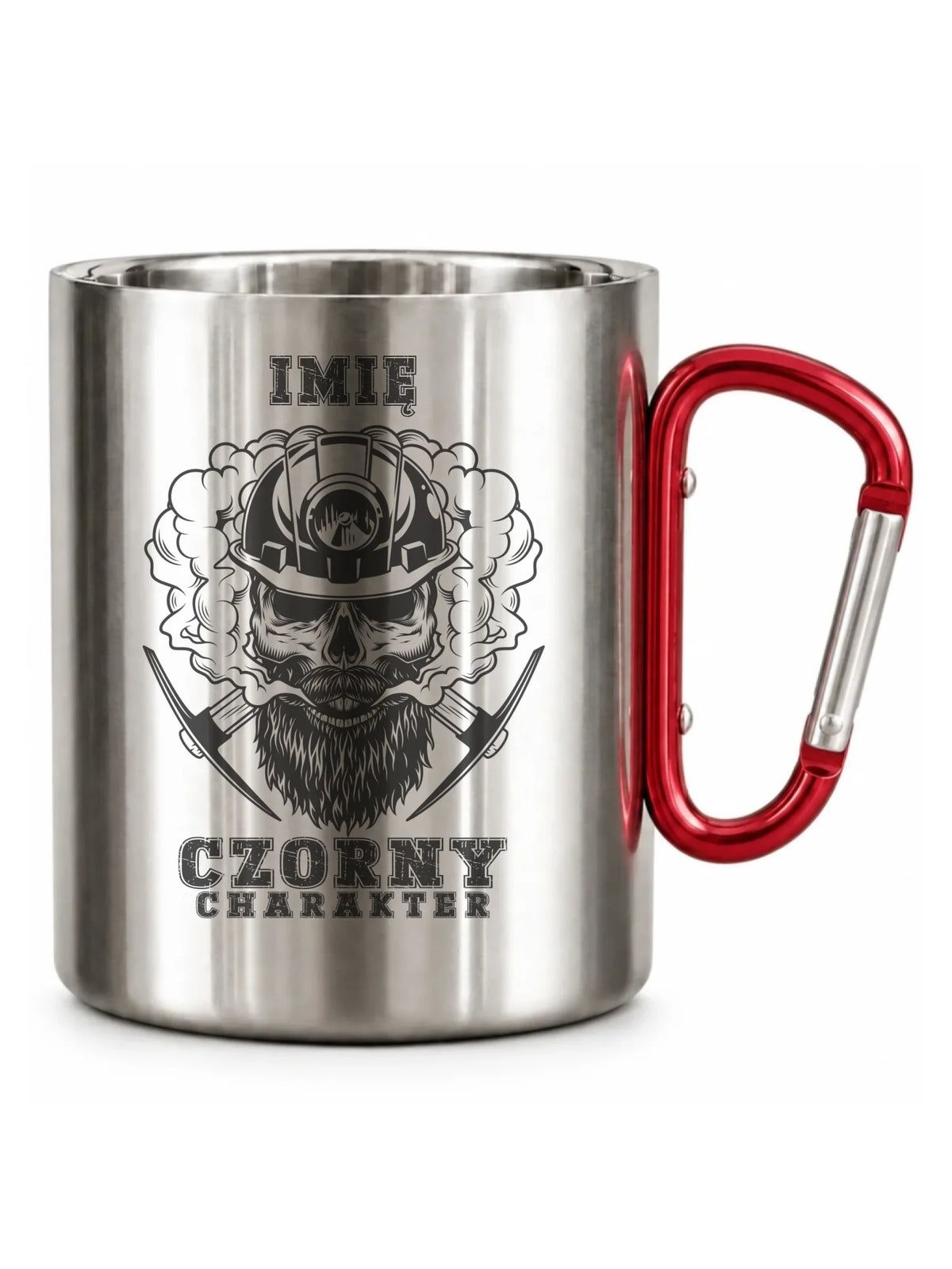 Kubek metalowy - prezent dla górnika - Czorny charakter - personalizowany G06