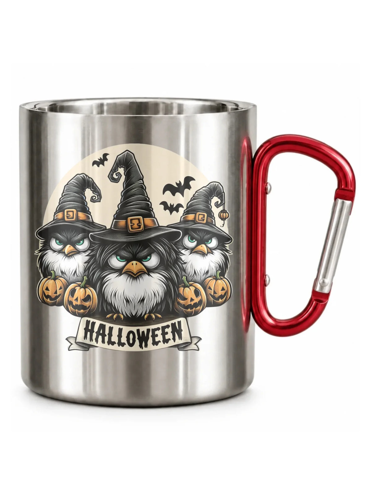 Kubek metalowy na Halloween - Upiorne sowy wiedźmy HL15