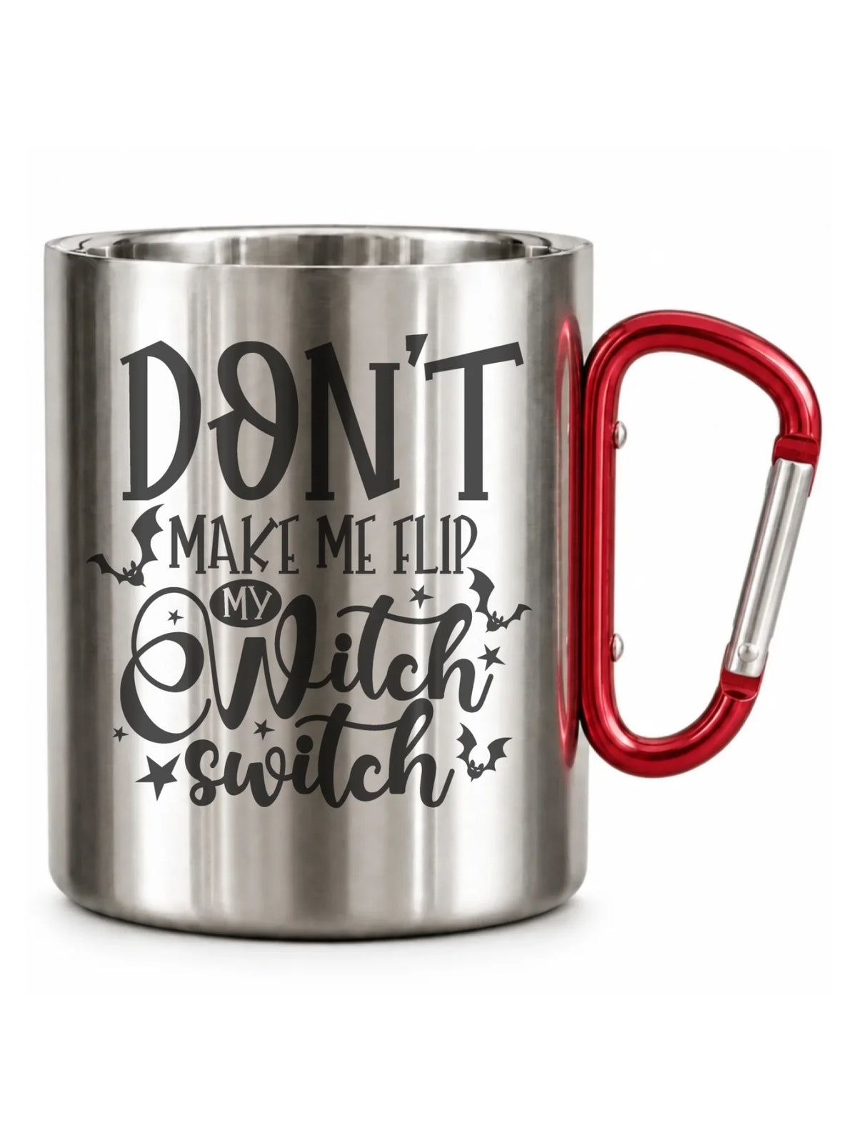 Kubek metalowy na Halloween - Don't make me flip my witch switch - śmieszny HL11
