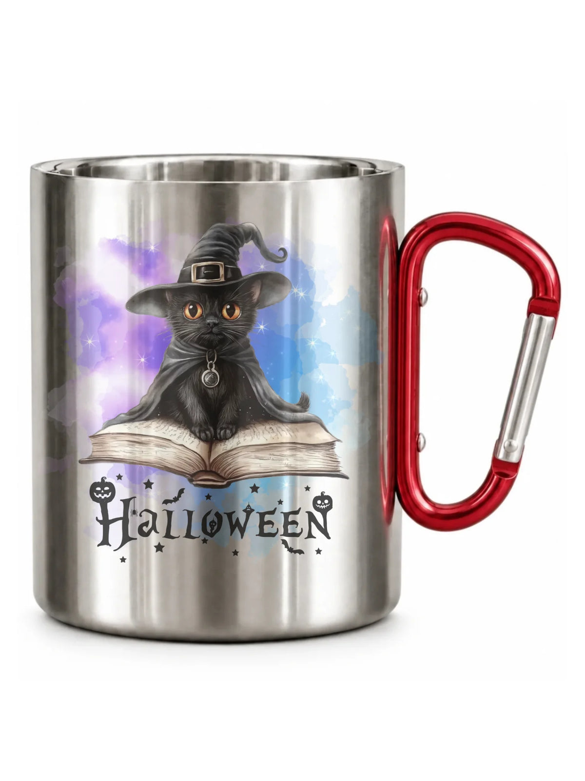 Kubek metalowy na Halloween - Kot Czarodziej HL06