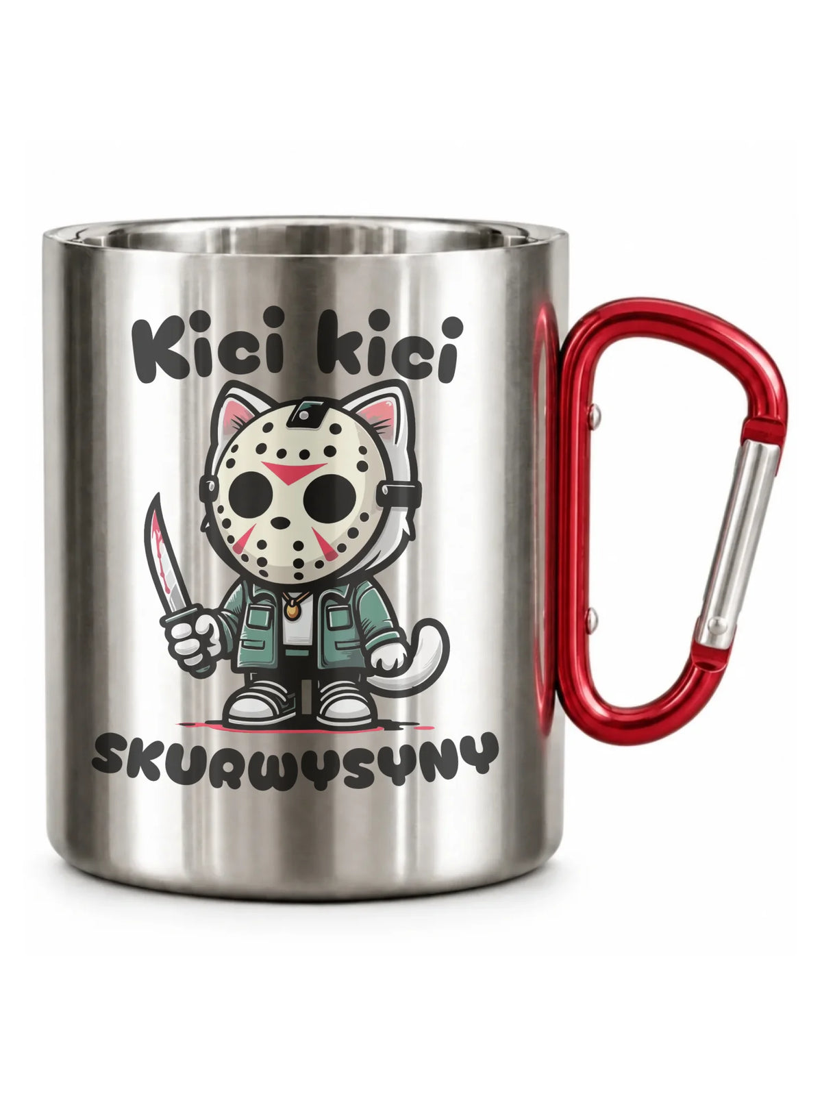Kubek metalowy na Halloween - Kici kici sk*rwysyny - bez cenzury HL28