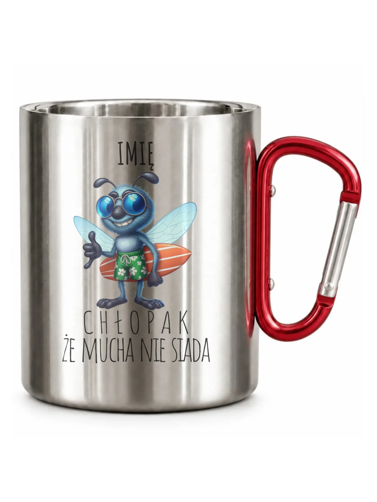 Kubek metalowy - prezent dla chłopaka - Mucha nie siada essa - personalizowany DCH29