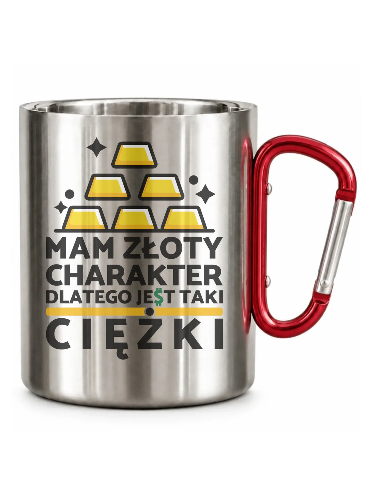 Kubek metalowy - prezent dla chłopaka - Złoty charakter DCH16