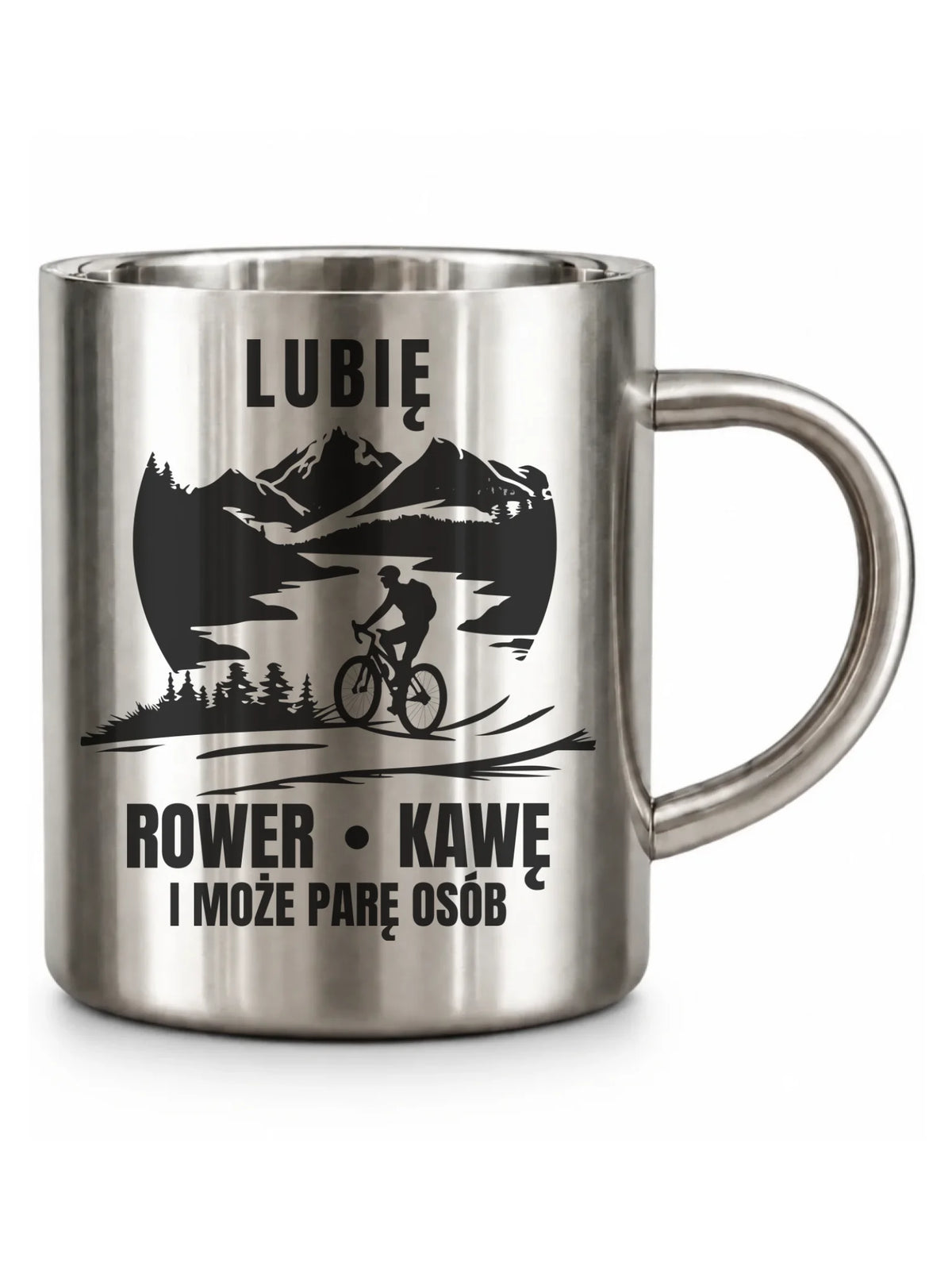 Kubek metalowy dla rowerzysty - Lubię rower kawę i może parę osób HR05