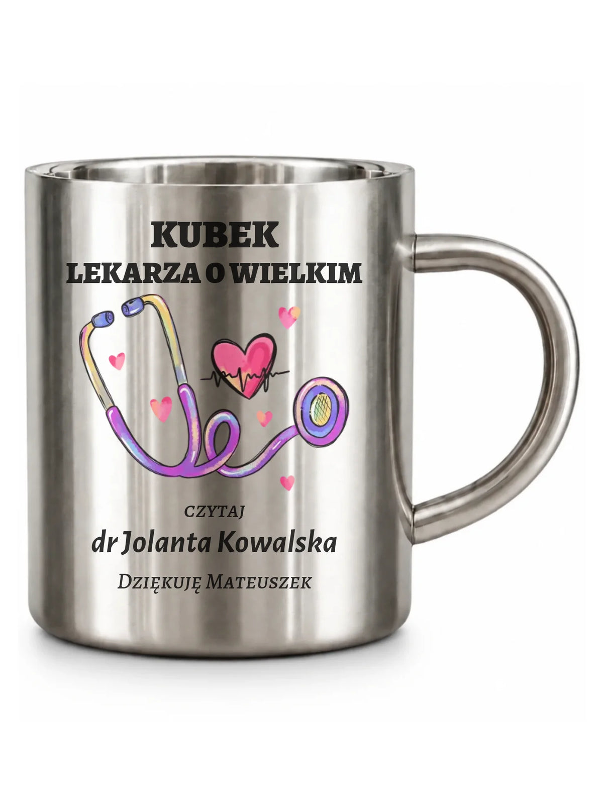 Kubek turystyczny dla lekarza o wielkim sercu - Podziękowanie - personalizowany ZL03