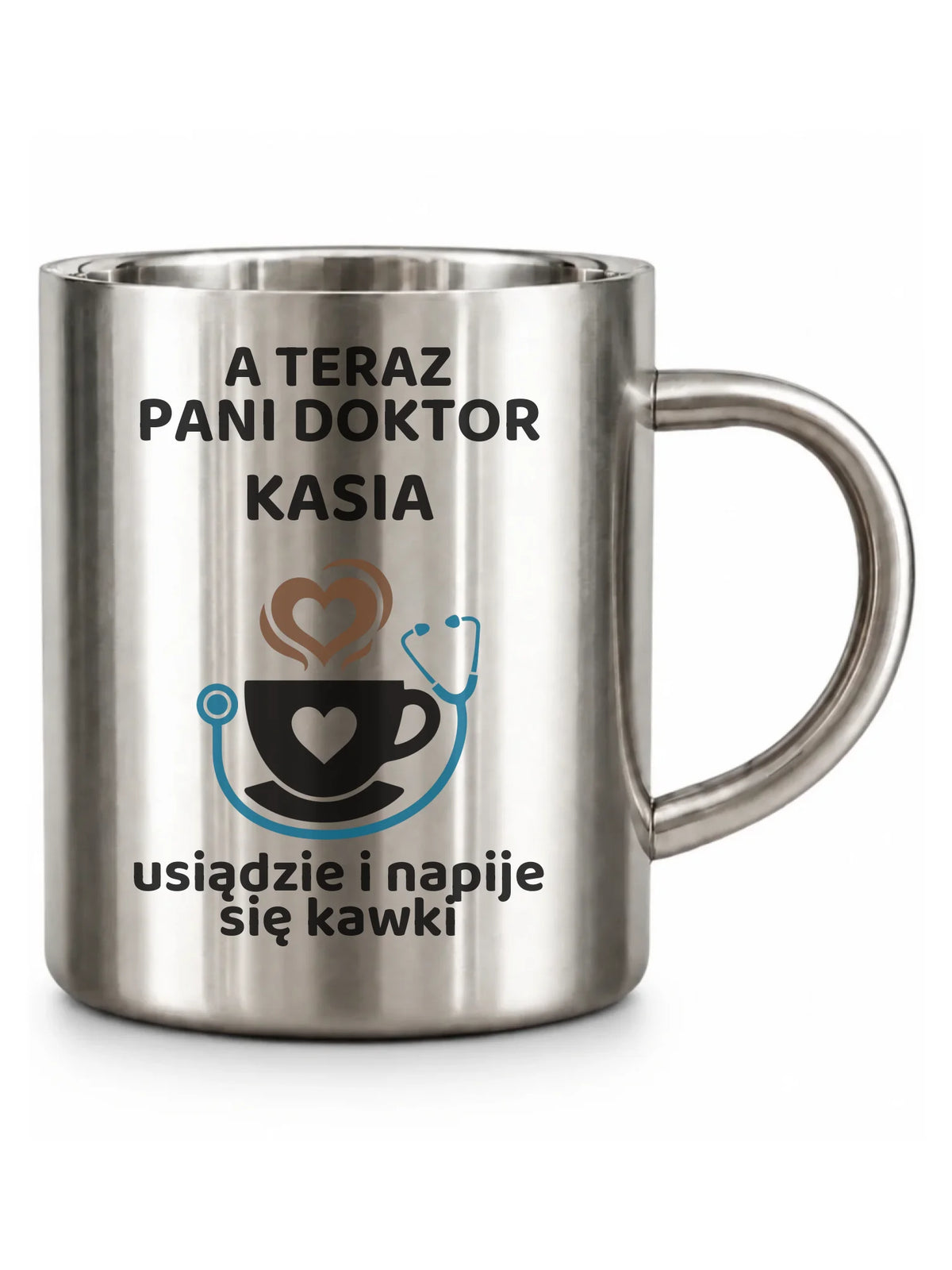 Kubek turystyczny dla Pani Doktor - Napije się kawki - personalizowany ZL04