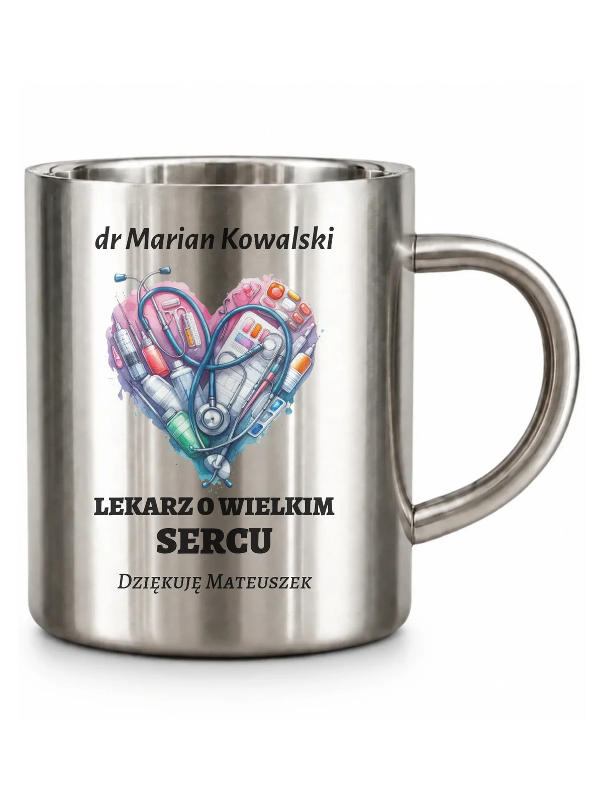 Kubek turystyczny dla lekarza - Lekarz o wielkim sercu - personalizowany ZL02
