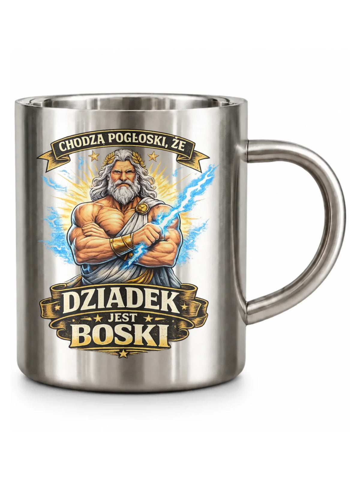 Kubek metalowy dla dziadka - Chodzą pogłoski, że dziadek jest boski D16