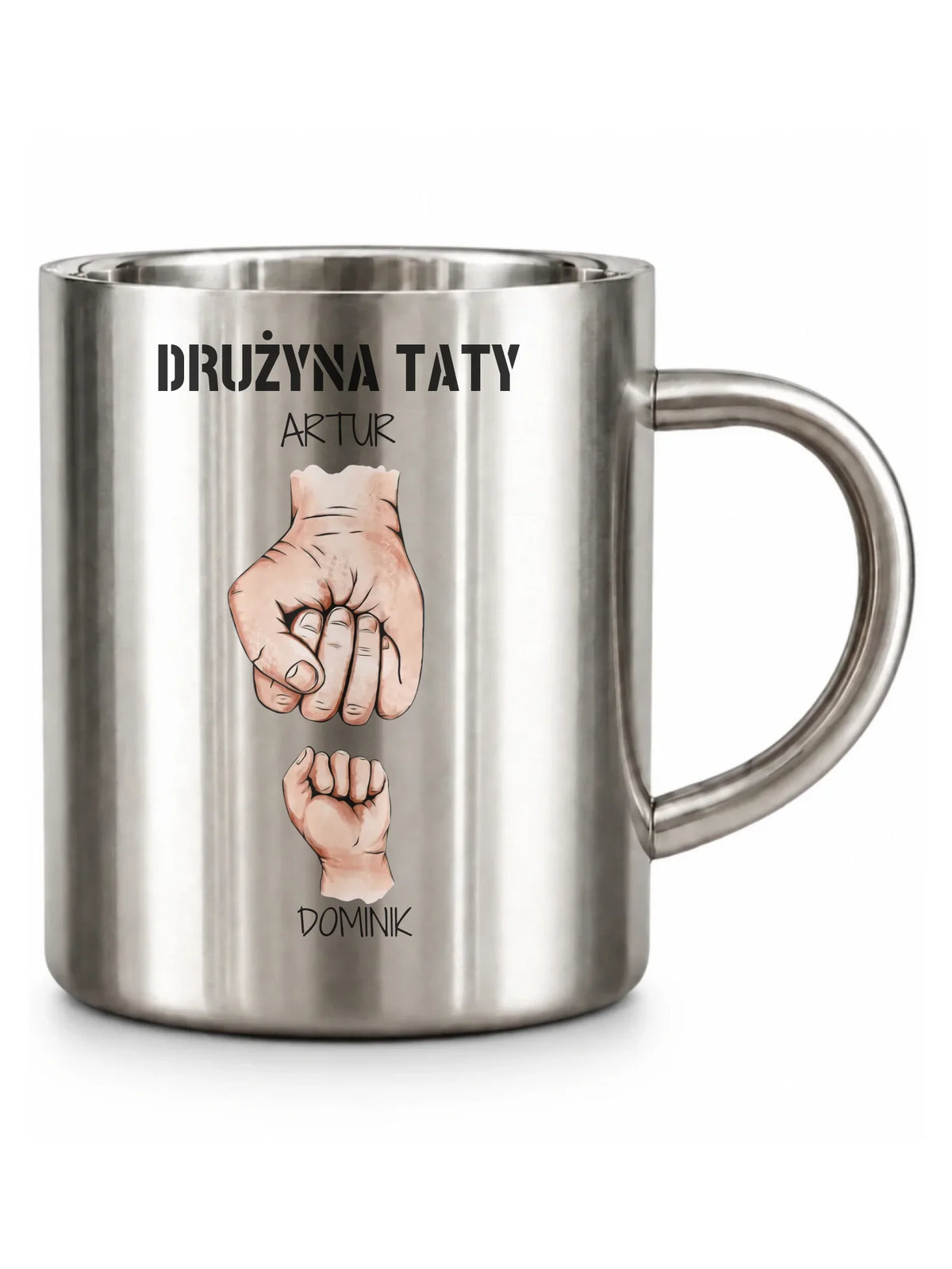 Kubek turystyczny dla taty - Drużyna taty 1-6 imion dzieci - personalizowany DT01