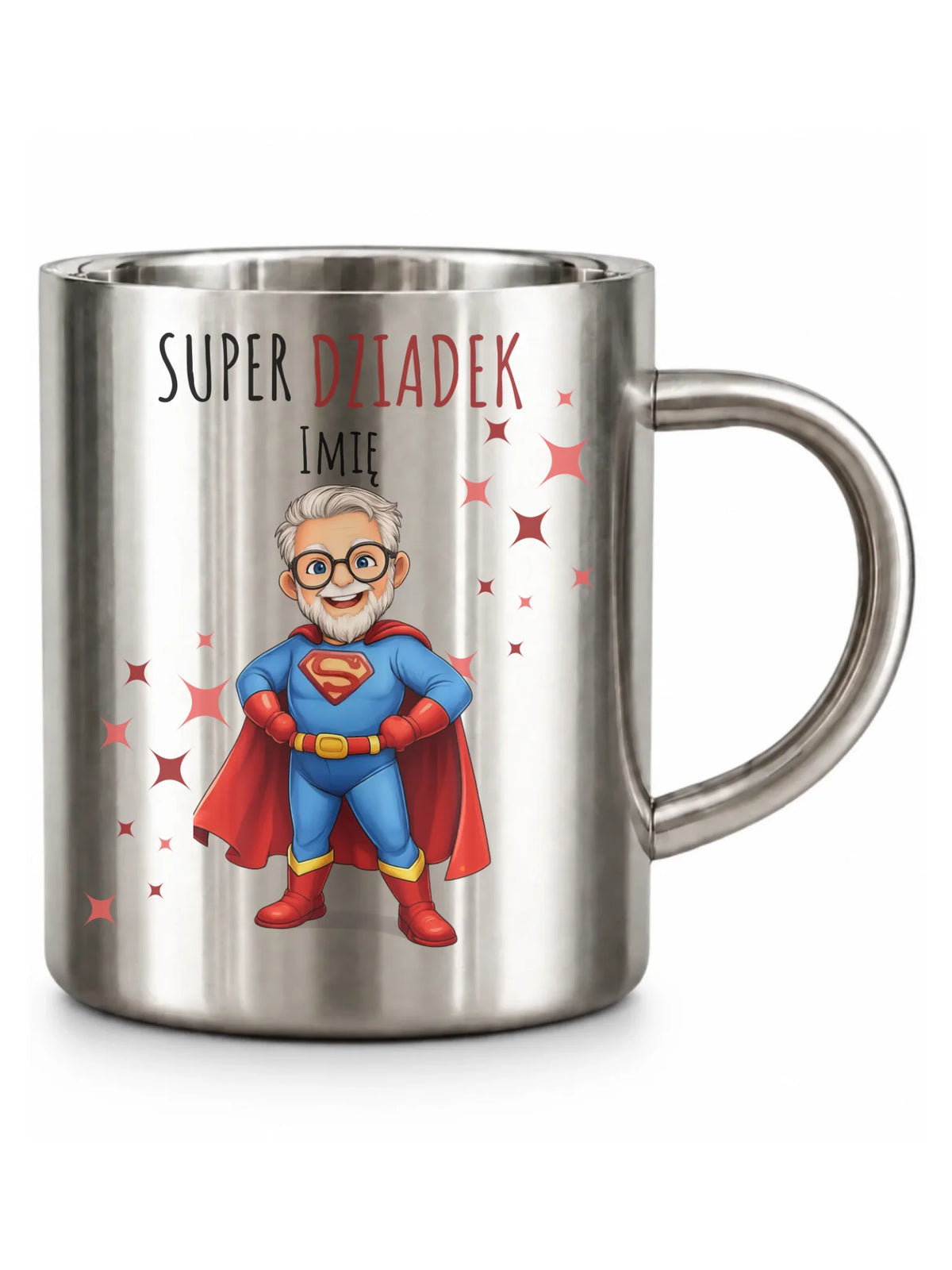 Kubek metalowy dla dziadka - Super Dziadek - personalizowany D02