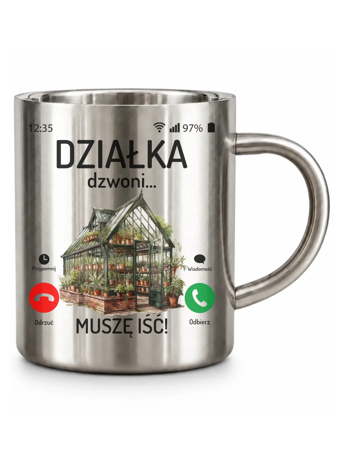 Kubek metalowy dla babci - Działka dzwoni muszę iść B41