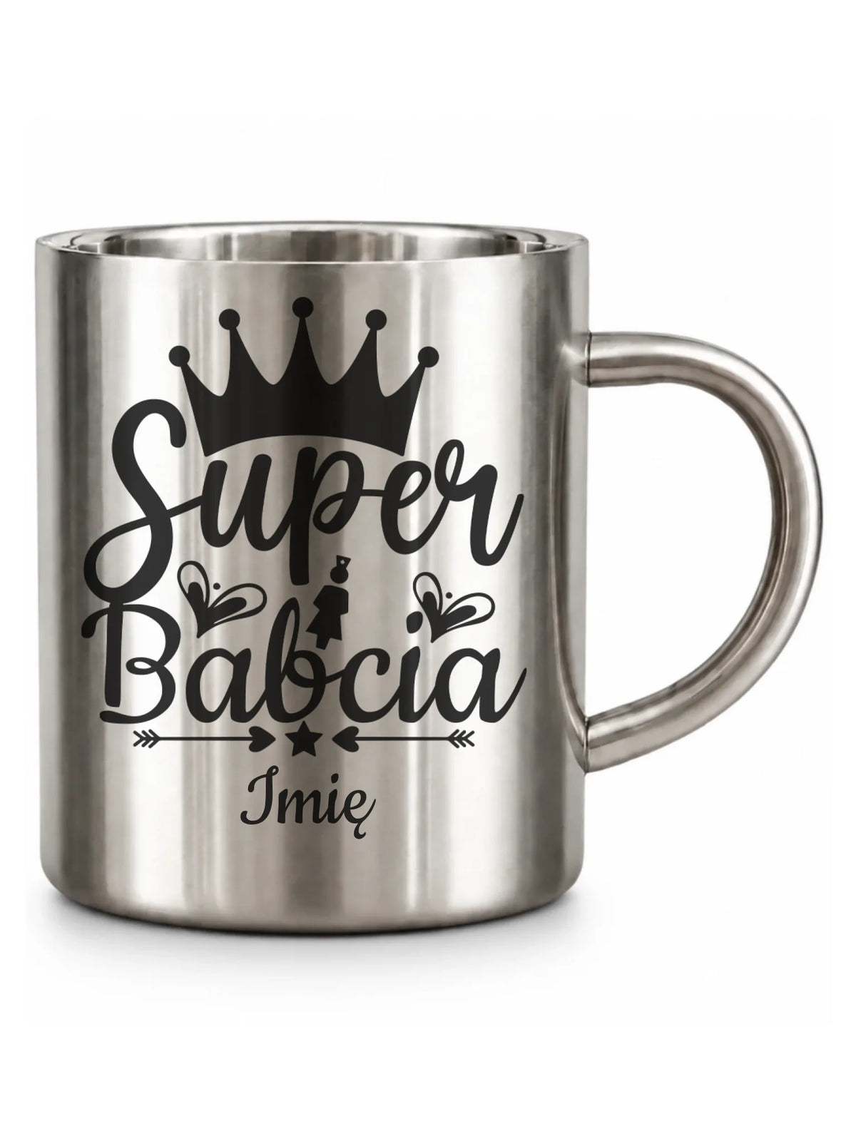 Kubek metalowy dla babci - Super Babcia - personalizowany B03