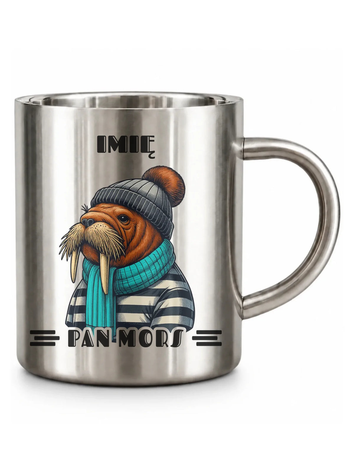 Kubek metalowy - prezent dla morsa - Pan Mors - personalizowany HM15