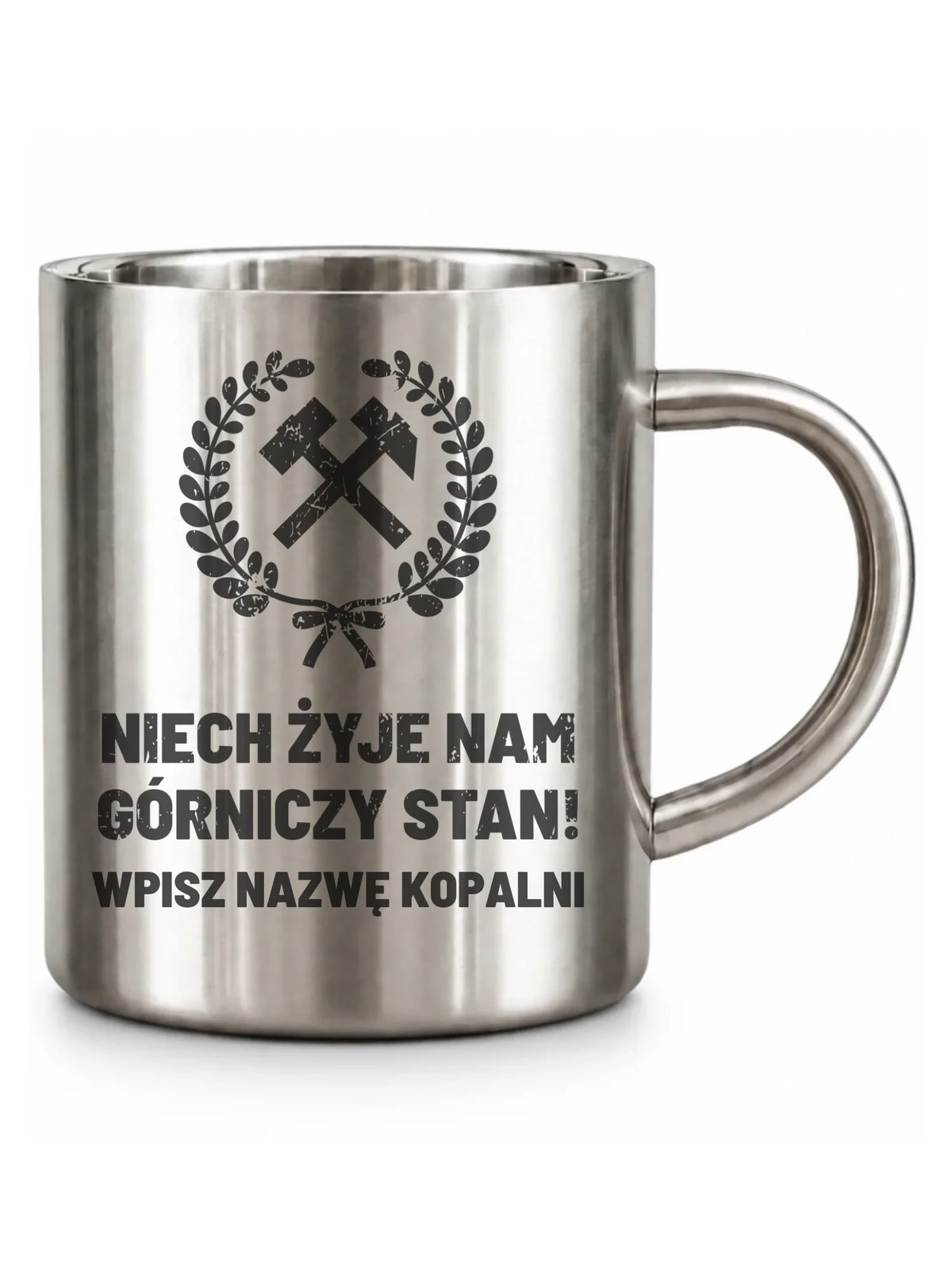 Kubek metalowy - prezent dla górnika - Niech żyje nam górniczy stan - personalizowany G24