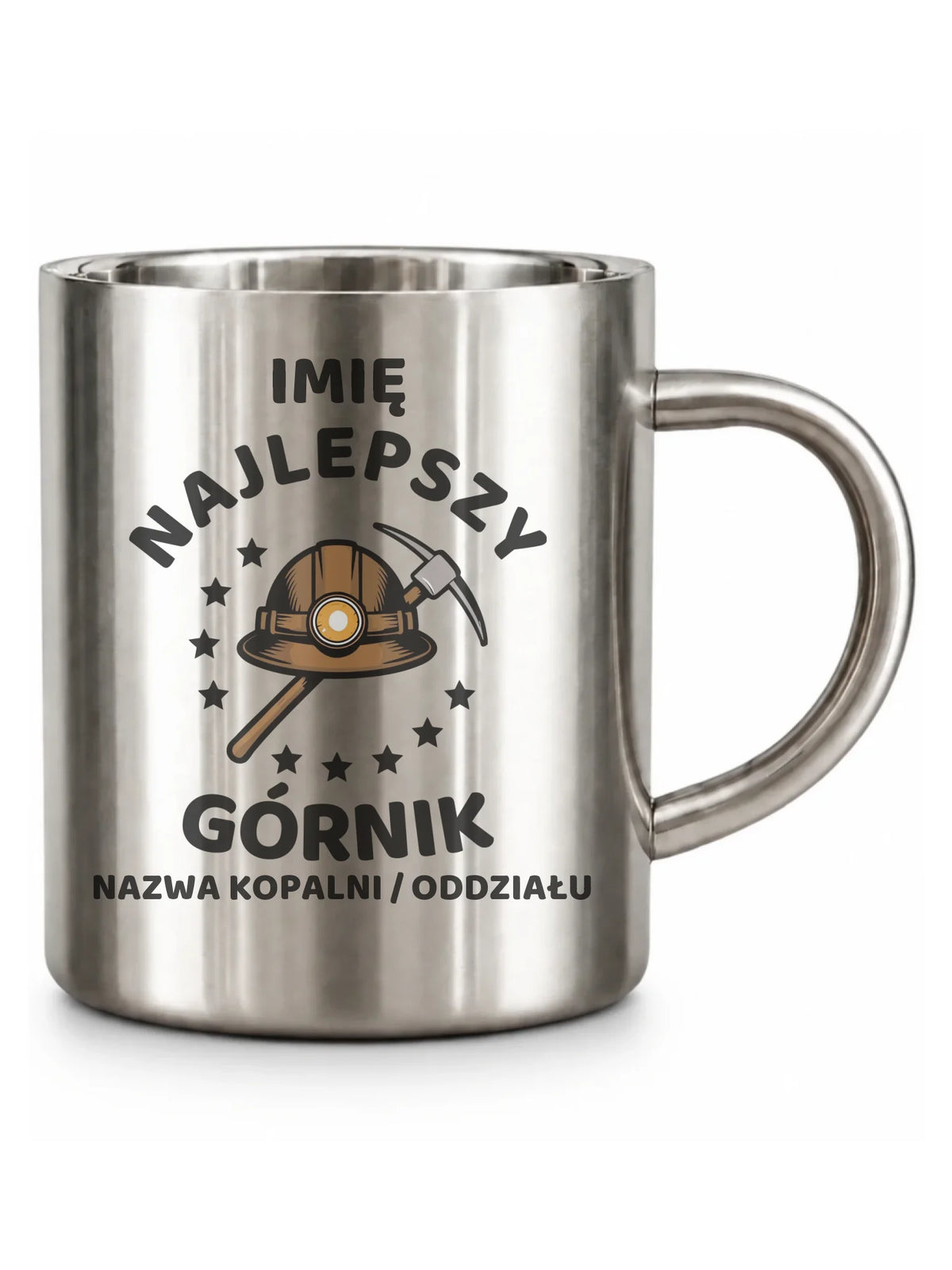 Kubek metalowy - prezent dla górnika - Najlepszy górnik - personalizowany G23
