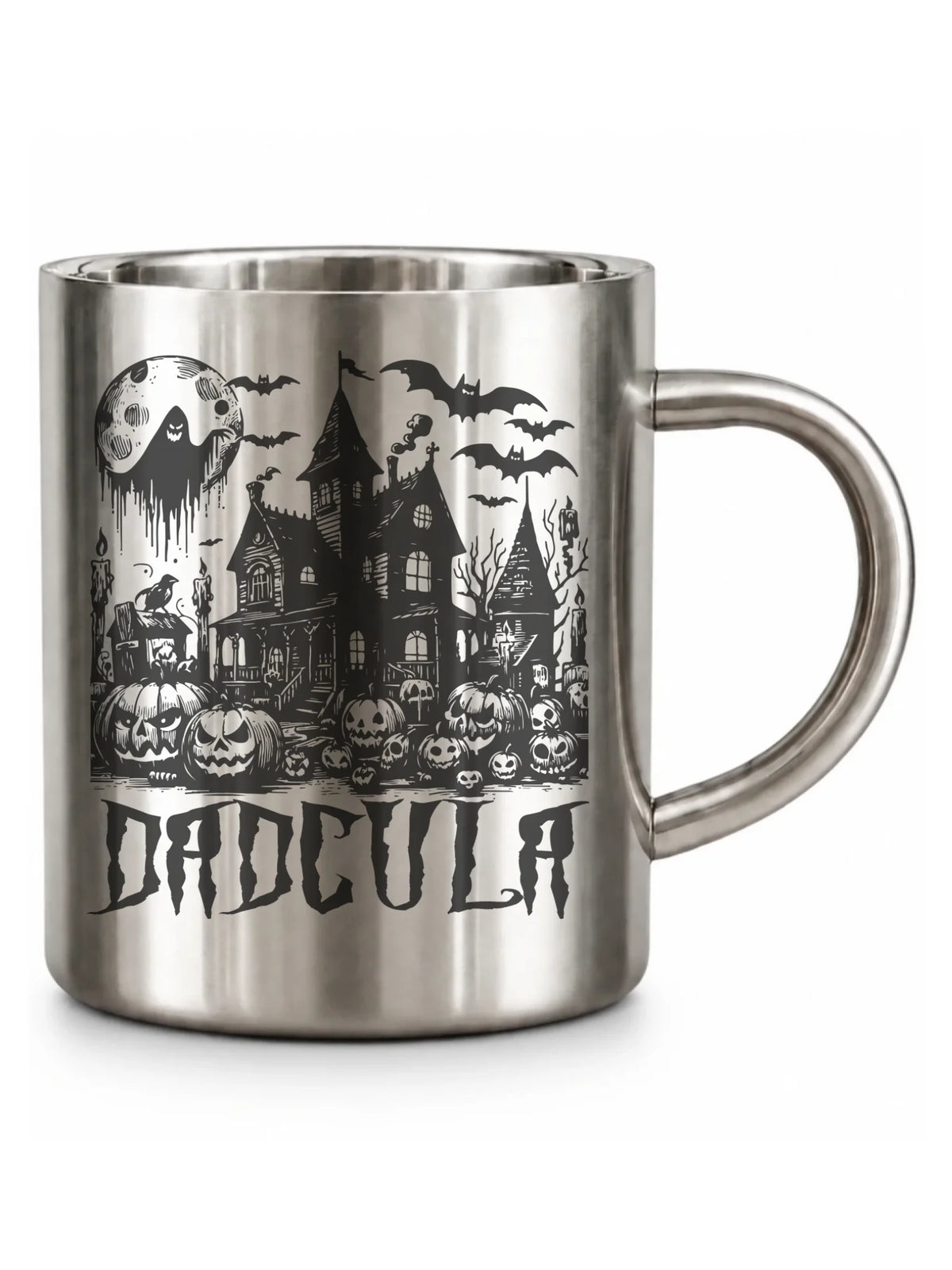 Kubek metalowy na Halloween dla taty -  Upiorny dom - Dadcula HL19