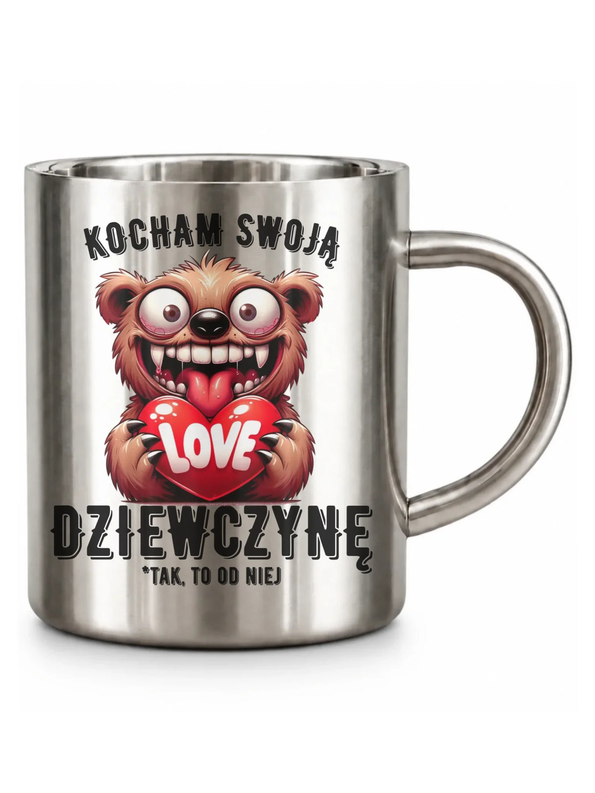 Kubek metalowy dla chłopaka - Kocham swoją dziewczynę W30