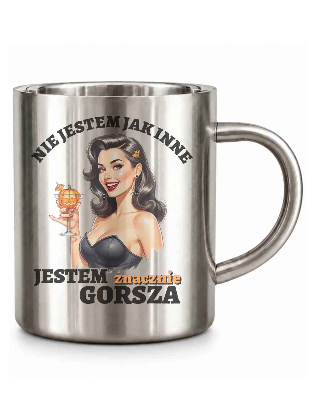 Kubek metalowy halloweenowy - Nie jestem jak inne HL24