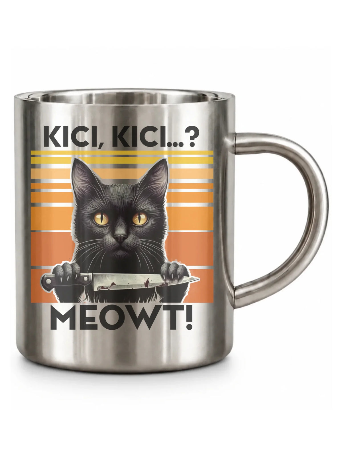 Kubek metalowy - Kot z nożem - Kici, kici... MEOWT! HL17