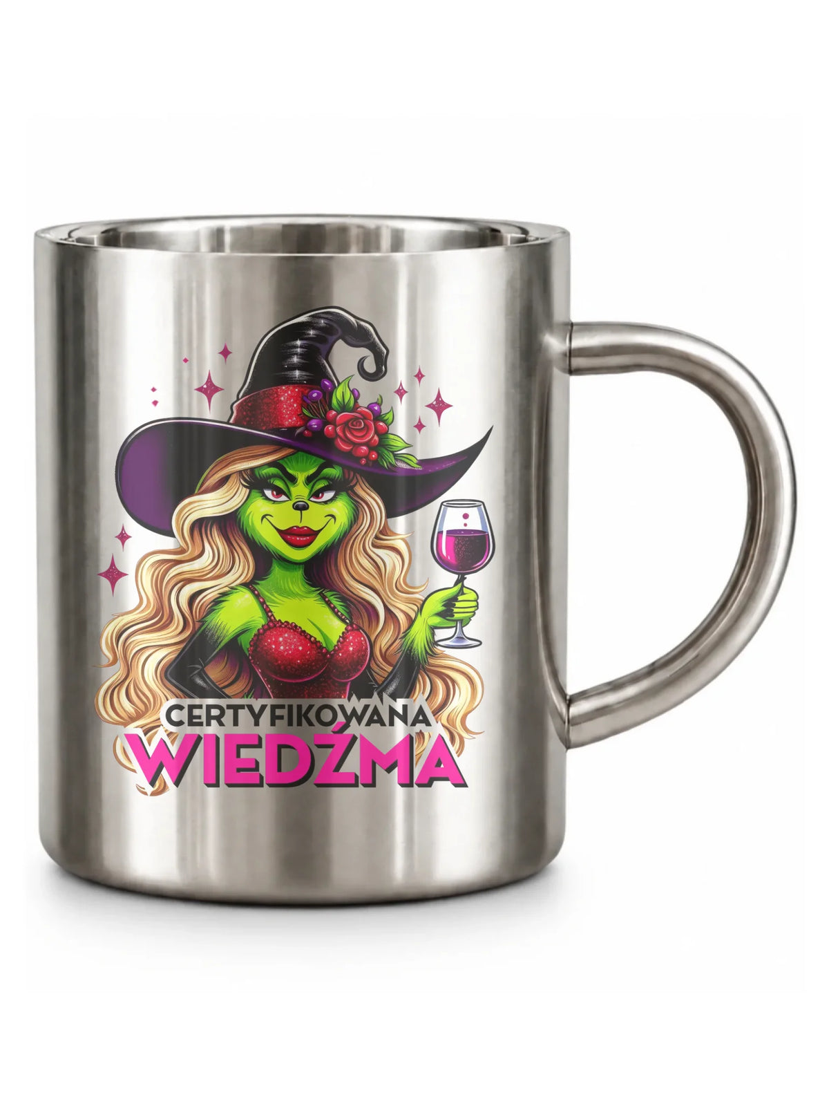 Kubek metalowy - Certyfikowana wiedźma - śmieszny HL13