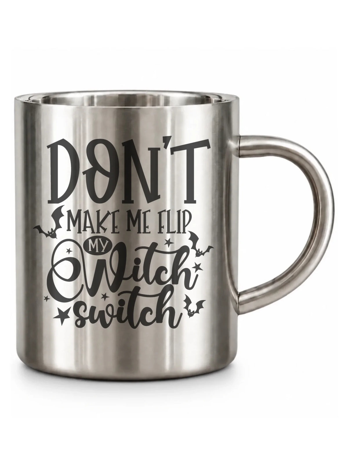 Kubek metalowy na Halloween - Don't make me flip my witch switch - śmieszny HL11