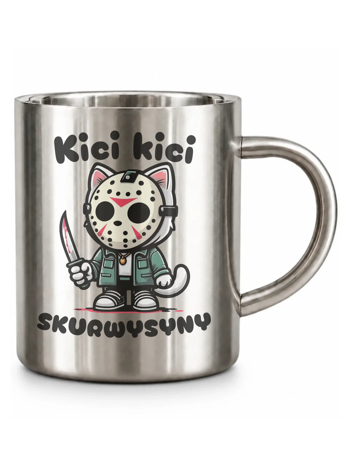 Kubek metalowy na Halloween - Kici kici sk*rwysyny - bez cenzury HL28