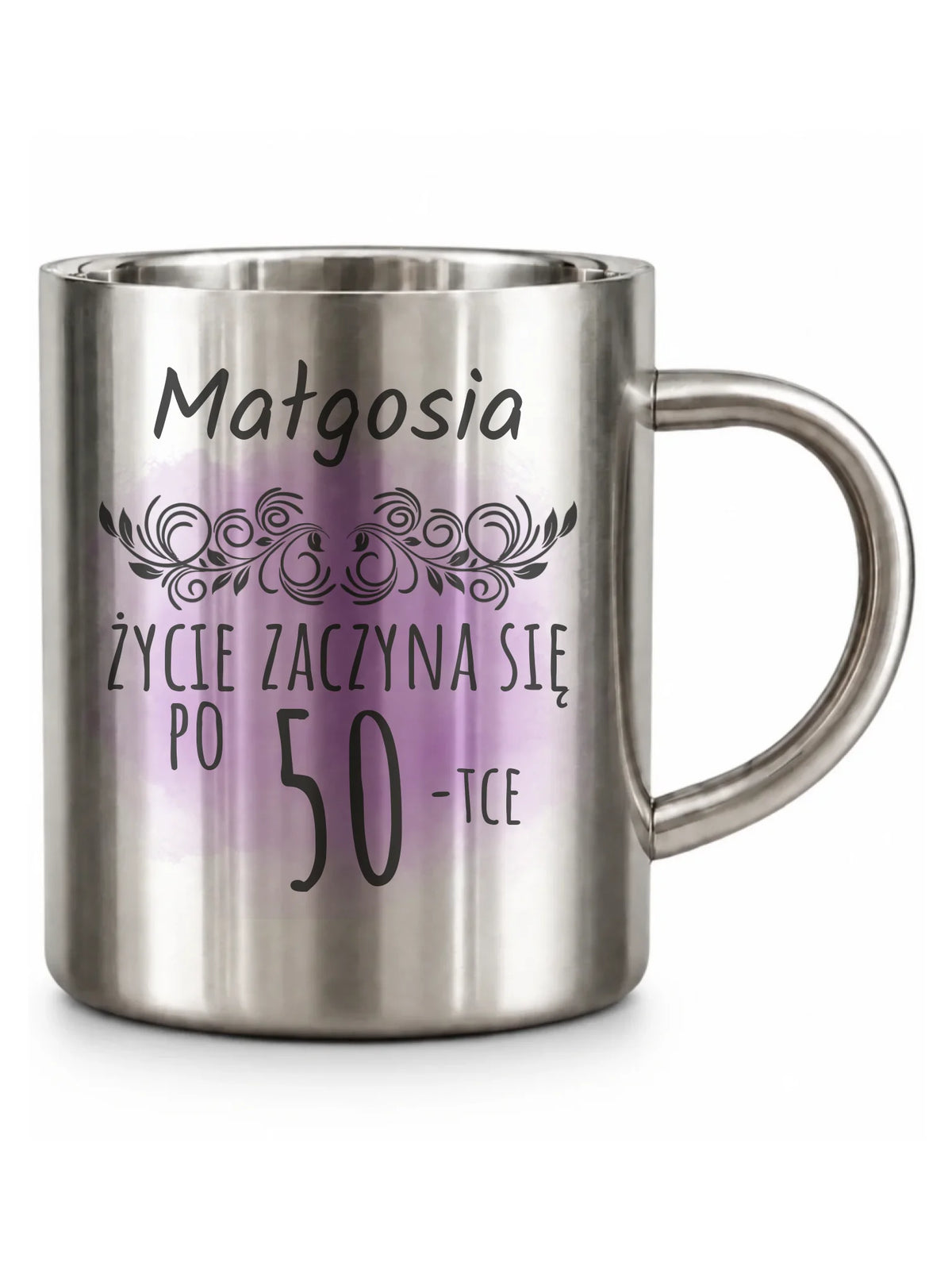 Życie zaczyna się po WIEK | Kubek metalowy prezent na urodziny U03
