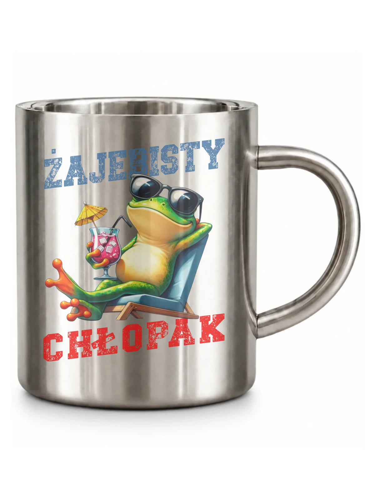 Kubek metalowy z żabą - prezent dla chłopaka - Żajebisty chłopak DCH19