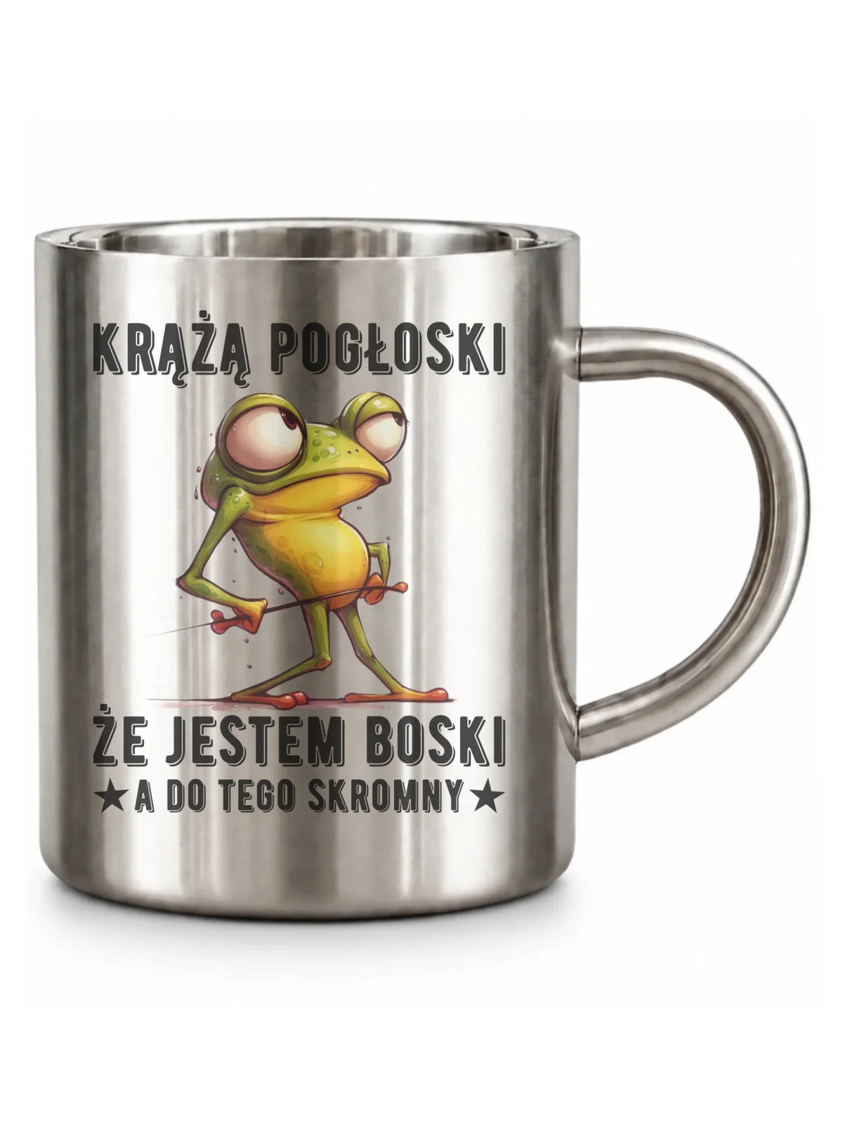 Kubek metalowy - prezent dla chłopaka - Jestem boski DCH15