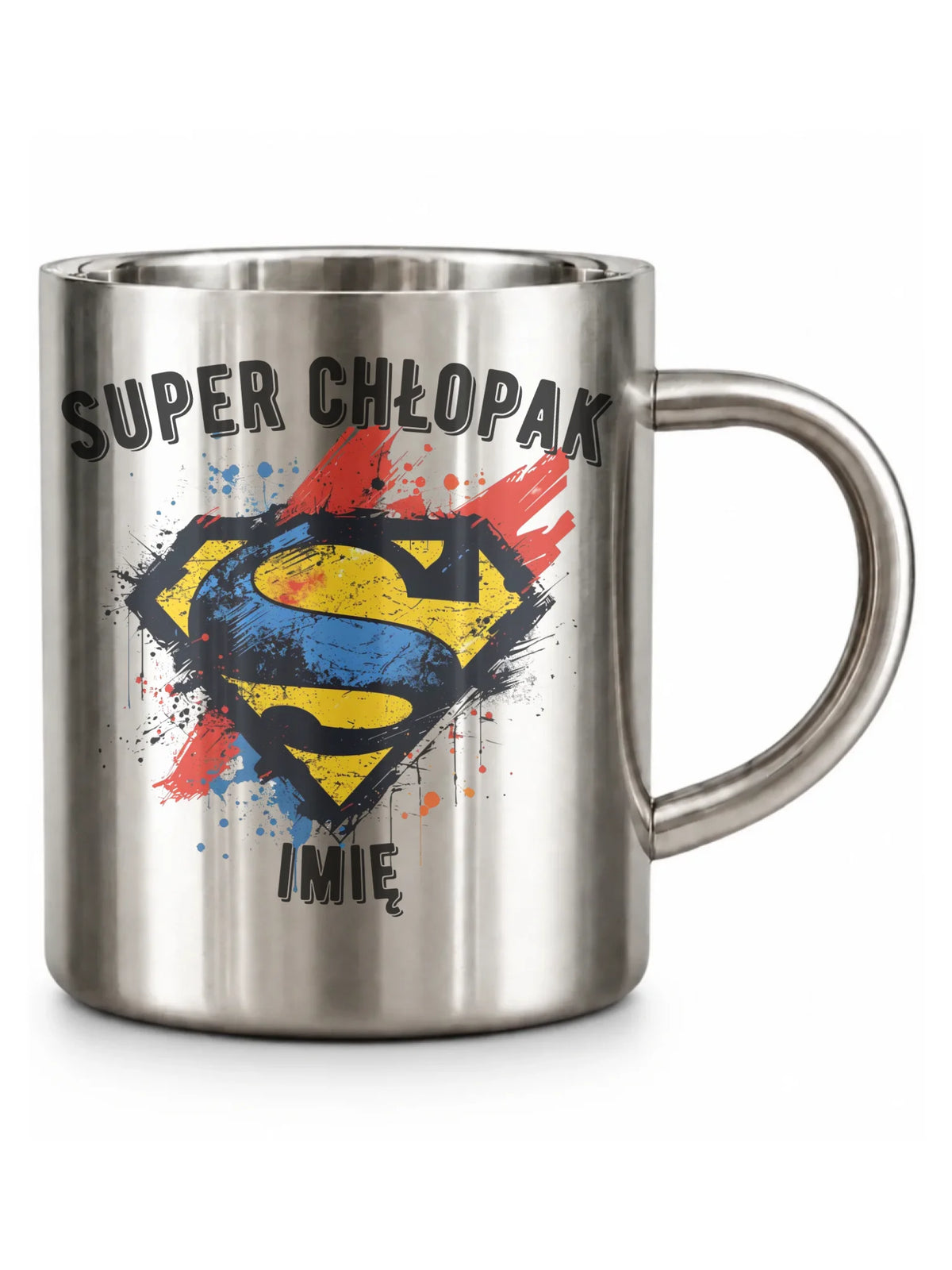 Kubek metalowy - prezent na Dzień Chłopaka - Super Chłopak - personalizowany DCH18