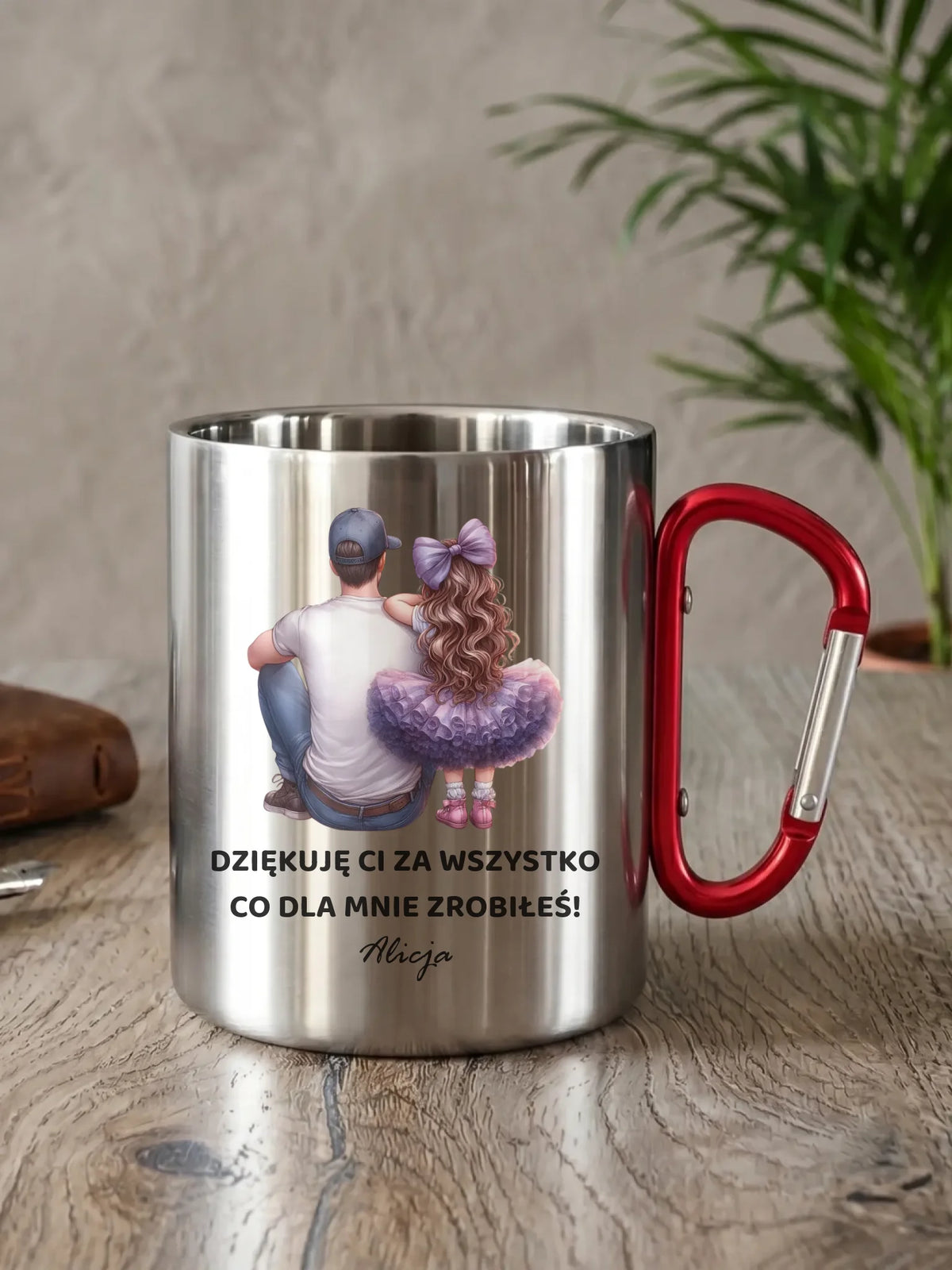 Kubek turystyczny dla taty od córki - Dziękuję Ci Tato - personalizowany DT14