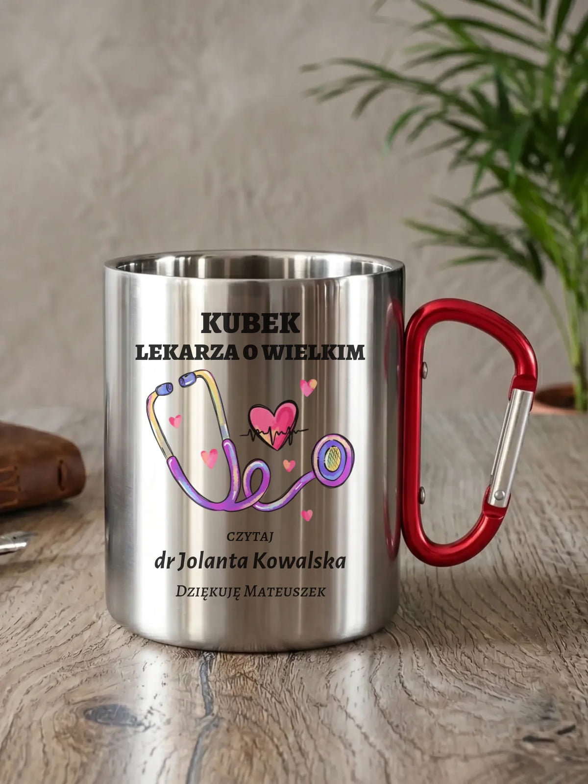 Kubek turystyczny dla lekarza o wielkim sercu - Podziękowanie - personalizowany ZL03