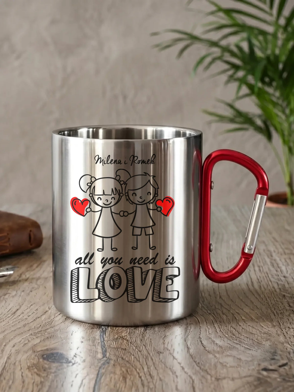 Kubek metalowy dla par - All You need is love - personalizowany W13