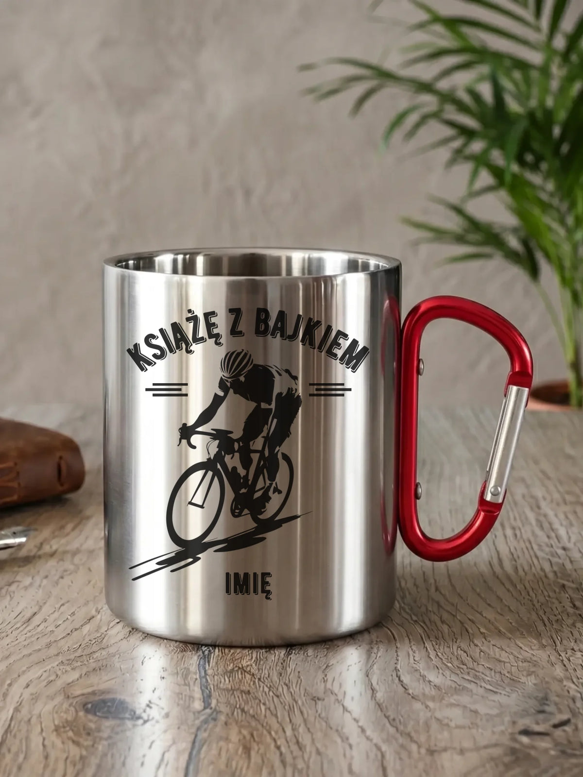 Kubek metalowy dla rowerzysty - Książę z bajkiem - personalizowany HR01