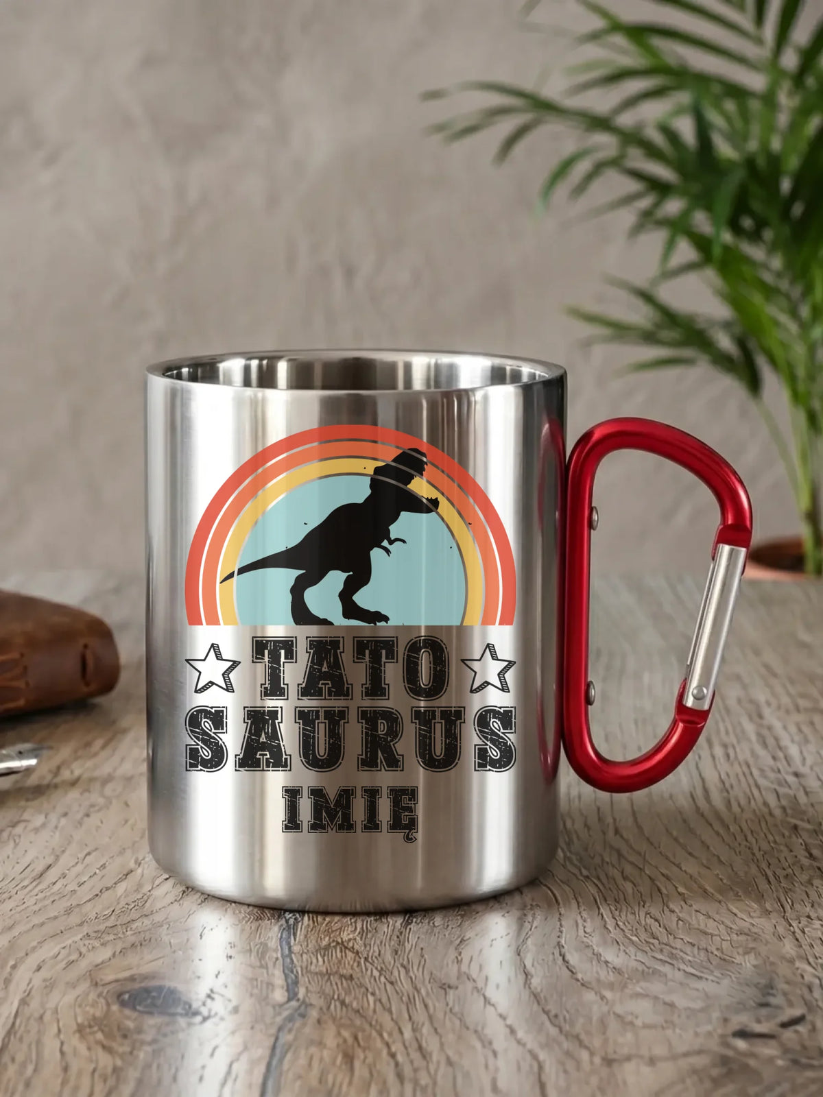 Kubek metalowy dla taty - Tato Saurus - personalizowany DT03