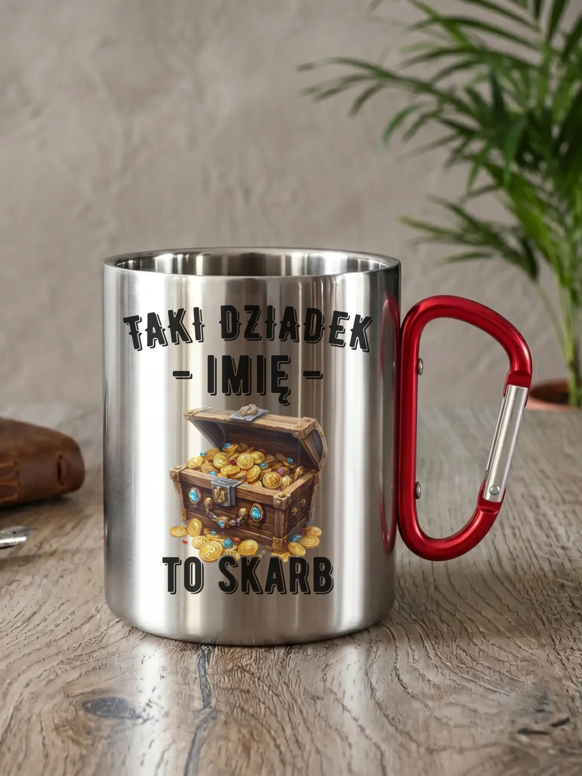 Kubek metalowy dla dziadka - Taki dziadek to skarb - personalizowany D19