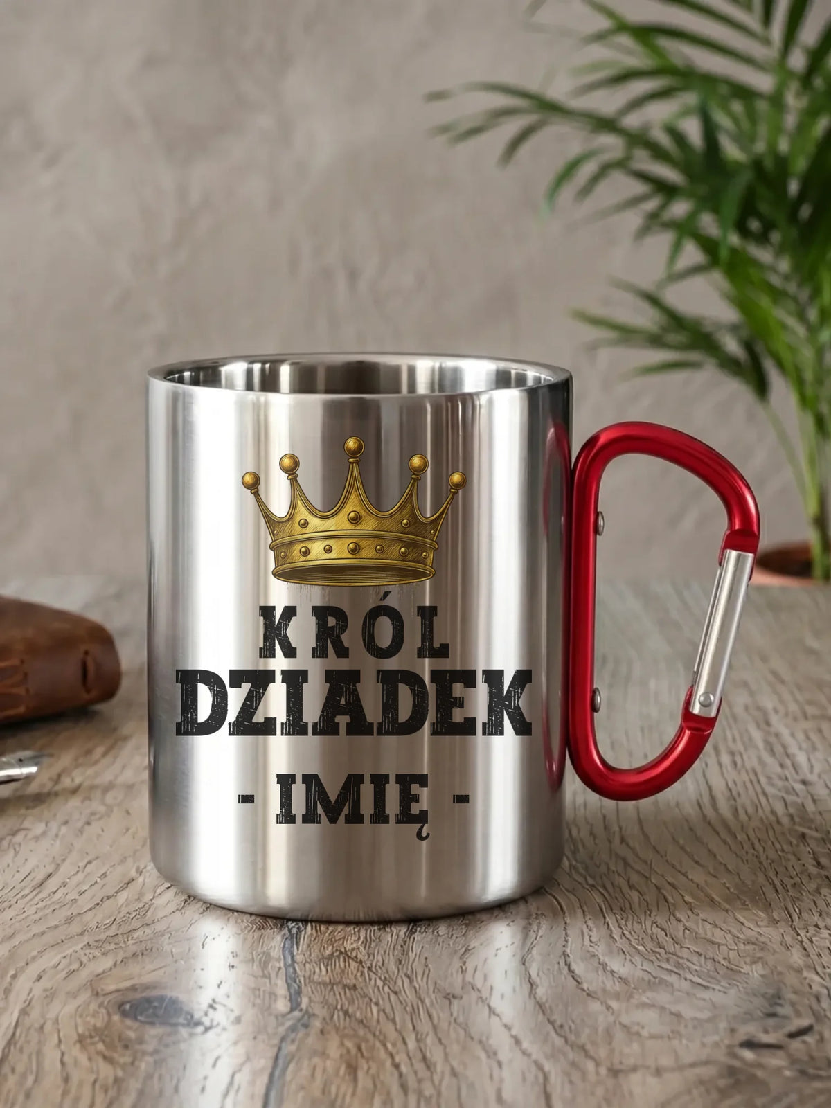 Kubek metalowy dla dziadka - Król Dziadek - personalizowany D17