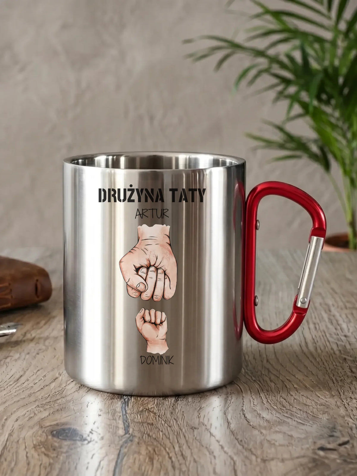 Kubek turystyczny dla taty - Drużyna taty 1-6 imion dzieci - personalizowany DT01
