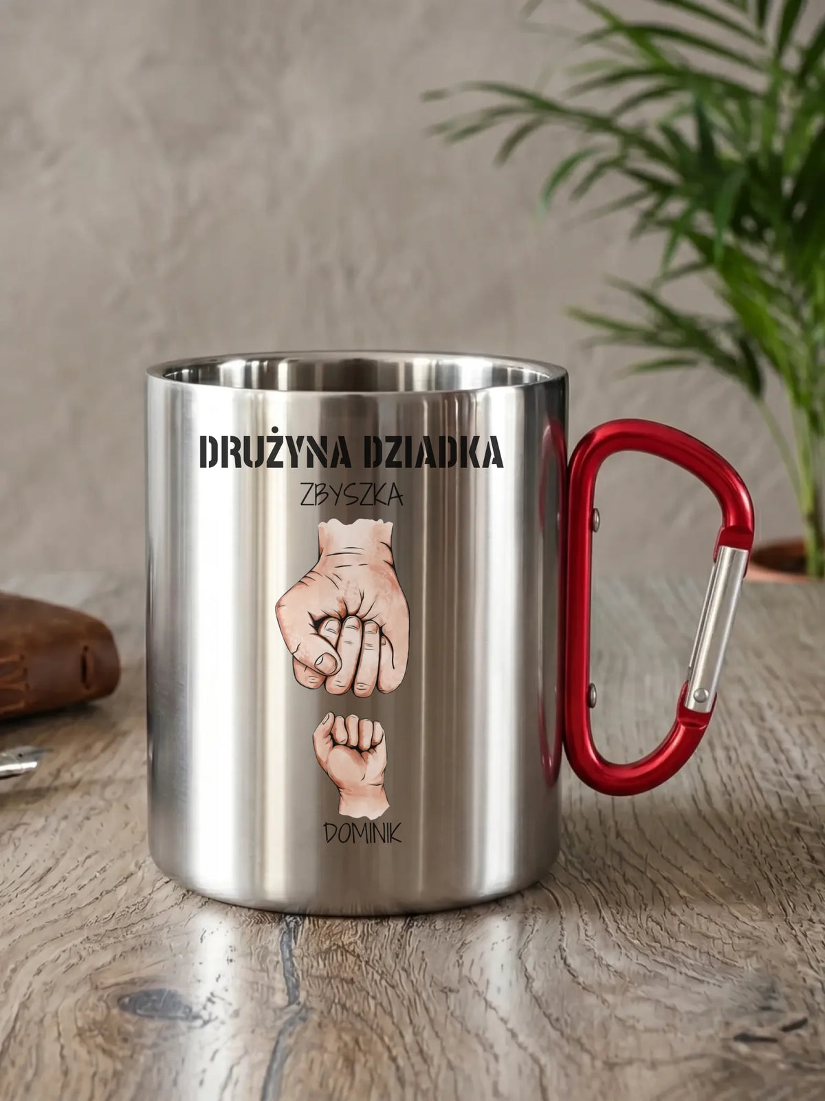 Kubek metalowy dla dziadka - Drużyna dziadka 1-6 imion wnuków - personalizowany D07