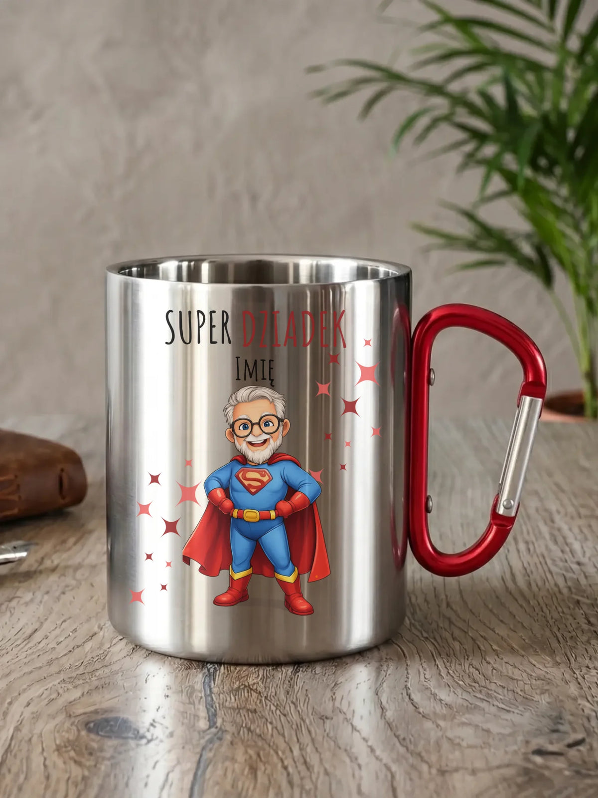 Kubek metalowy dla dziadka - Super Dziadek - personalizowany D02