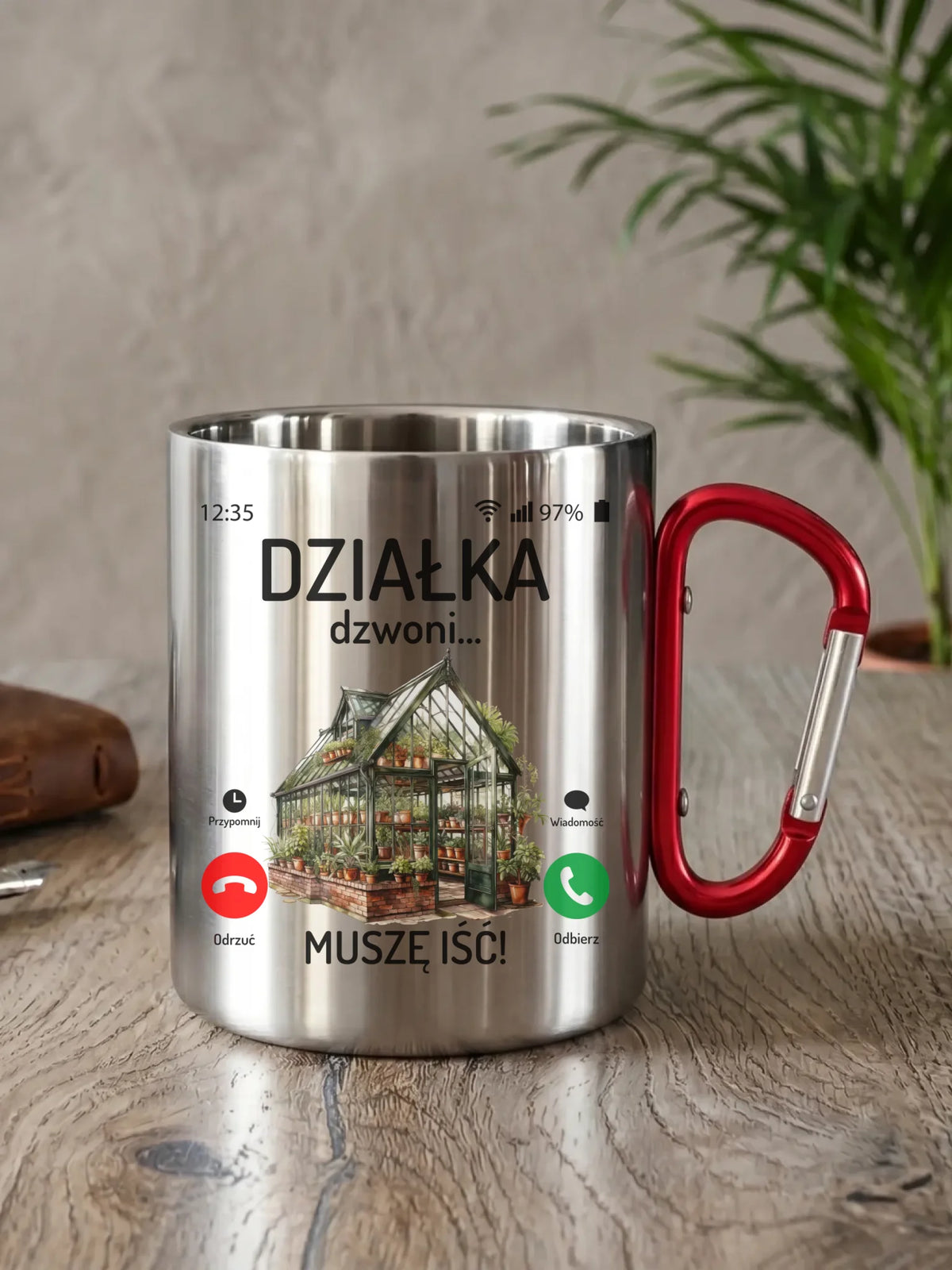 Kubek metalowy dla babci - Działka dzwoni muszę iść B41